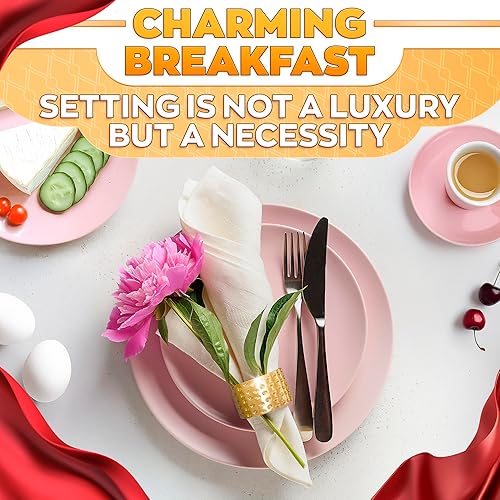 Vista 15 de Juego de 20 servilleteros dorados de otoño, servilleteros de Navidad que se adaptan a varios estilos de servilletas, elegante diseño de hoja dorada