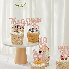30PCS 35th Birthday Cupcake Toppers Glitter Thirty Five Happy 35 Straight Outta 1991 Cupcake Picks for Cheers to 35 Years 35th Birthday Anniversary Party Cake Decorations Supplies Rose Gold