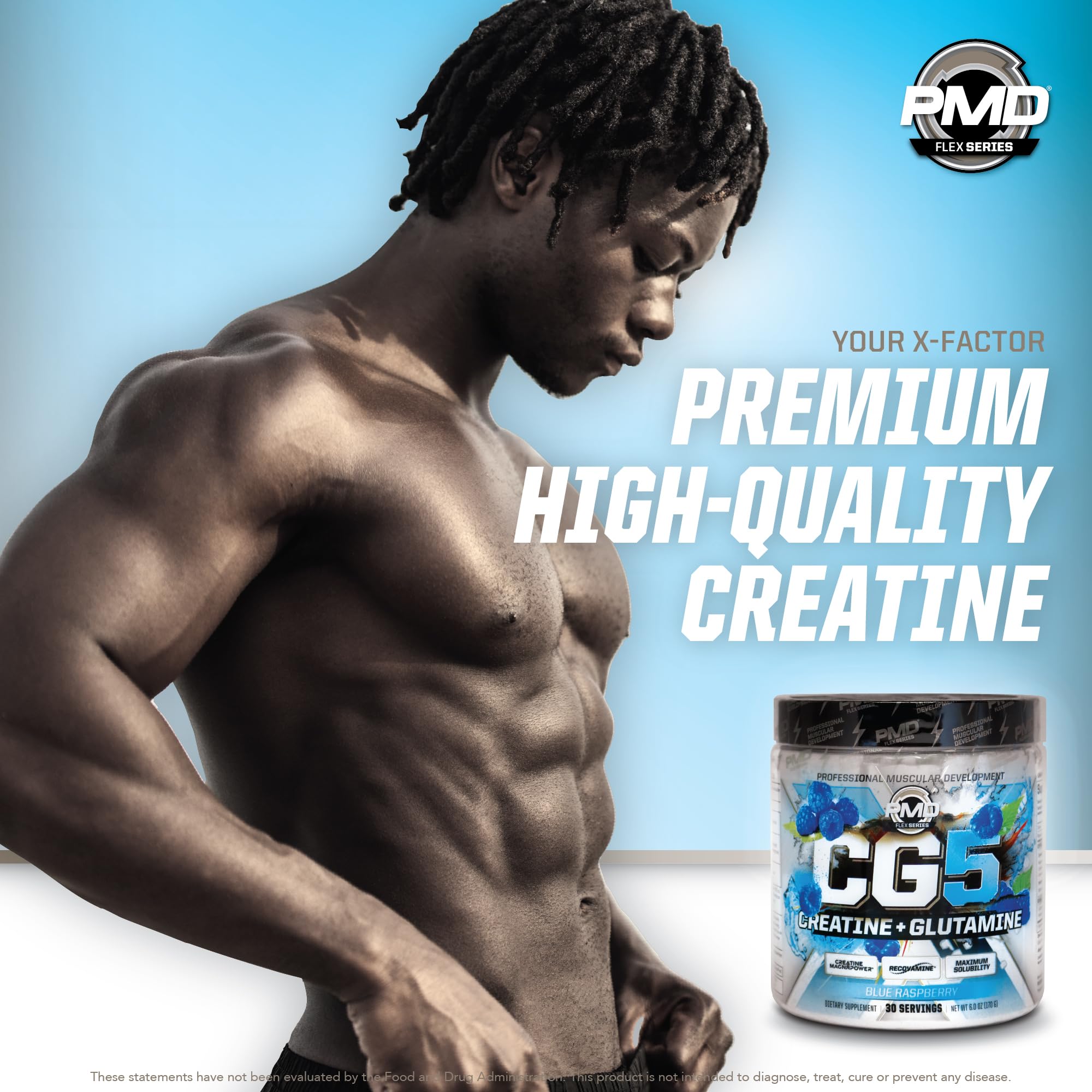 PMD Sports CG5 - Premium Creatine & L Glutamine Powder - Maximum Strength Power Recovery, Build Lean Muscle, Increase Workout Performance - Pre Workout & Post Workout - Blue Raspberry (30 Serv) — Amazon image 9