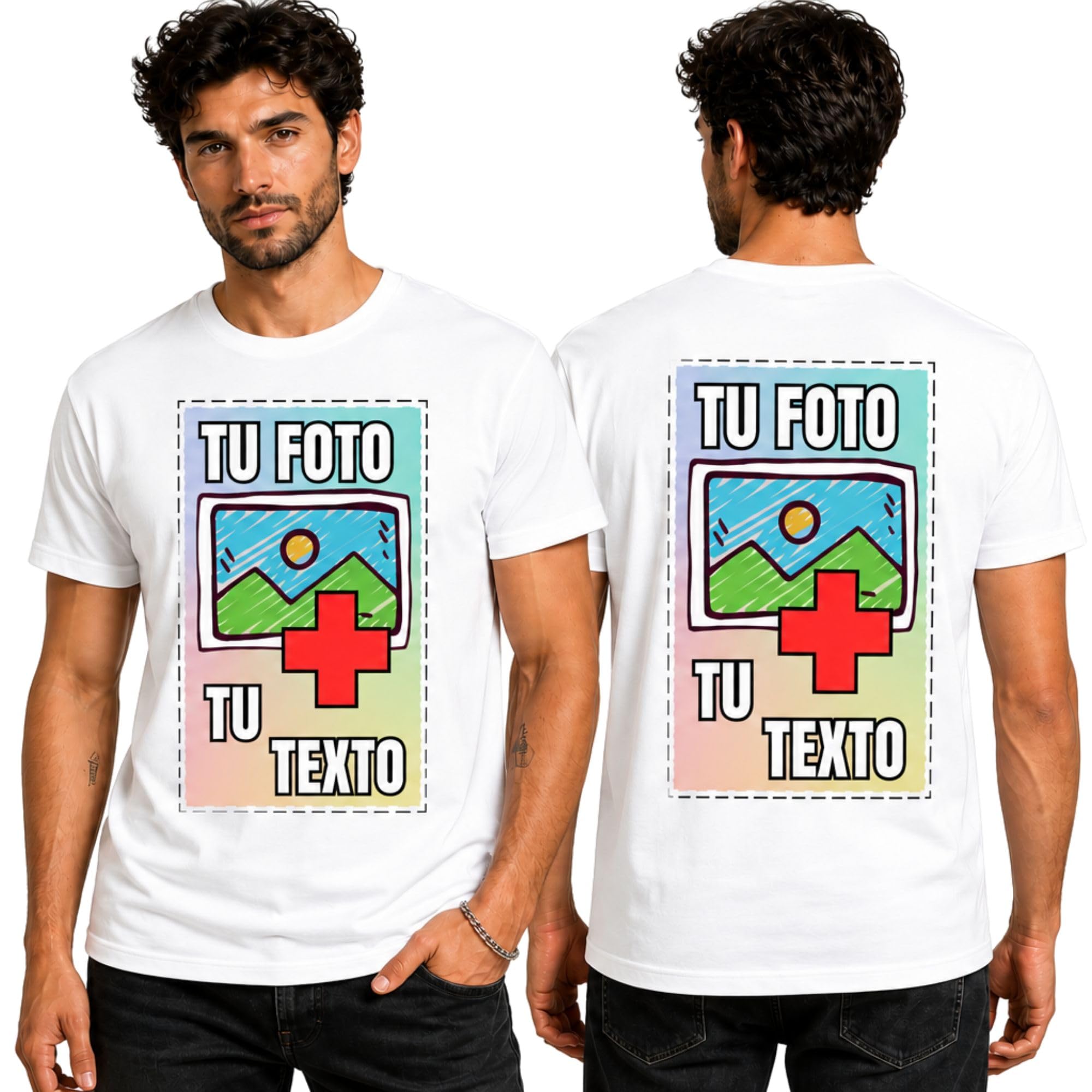 Camiseta Personalizada Hombre Mujer 100% Algodón Foto Texto Logo Envío 24h