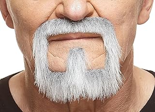 Mustaches Self Adhesive, Novelty, Van Dyke Fake Beard, False Facial Hair, Costume Accessory for Adults, Gray with White Color