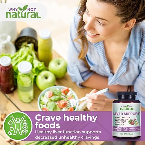 Miniatura 7 de Why Not Natural Suplemento de fórmula de salud hepática 5 en 1 para desintoxicación y limpieza con soporte de cardo mariano - 120 cápsulas