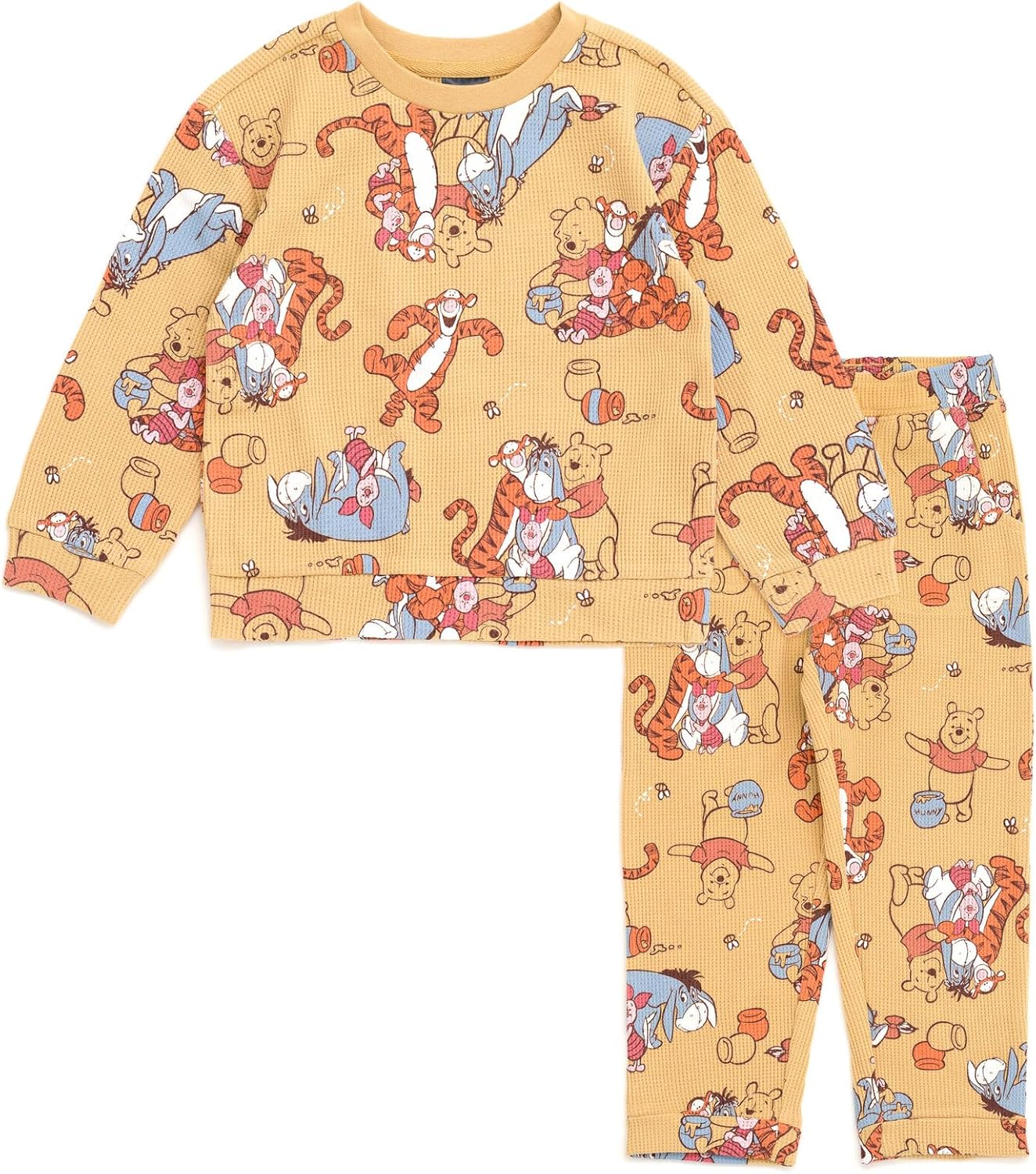 Disney Winnie the Pooh Waffle Knit T-Shirt and Pants Outfit Set Newborn to Little Kid Sizes (Newborn - 5)