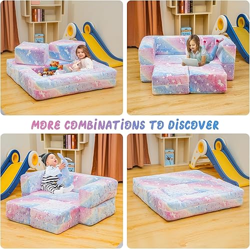Miniatura 4 de Sofá modular de juegos para niños, que brilla en la oscuridad, sofá para niños, sofá infantil para sala de juegos, espuma convertible plegable para