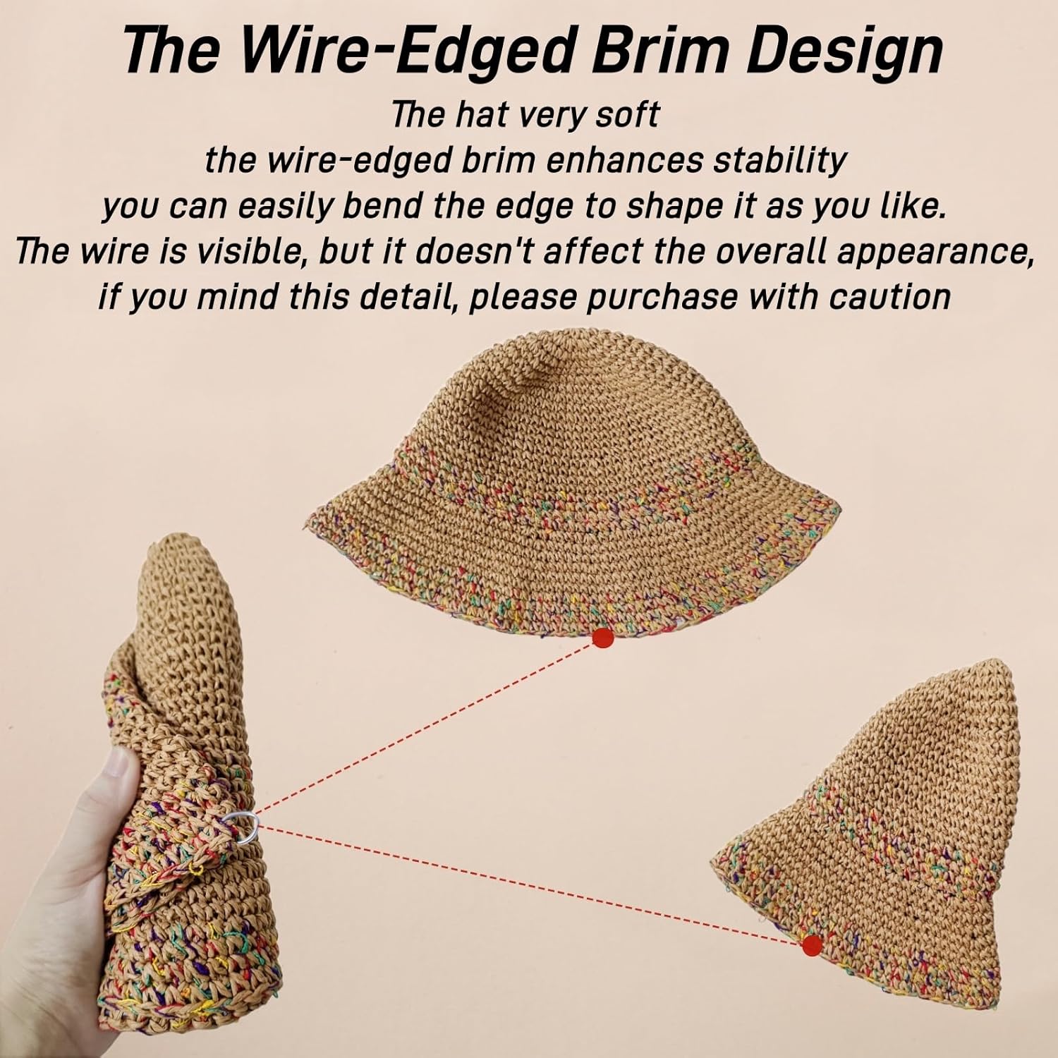 Floppy Big Beach Straw Hats for Women Foldable Summer Wide Brim Packable Sun Hat Womens Travel Straw Fedora Hat - Image 5