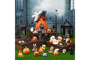 36 Pcs Mini Halloween Figures - Resin Pumpkin Figurines For Festive Garden & Home