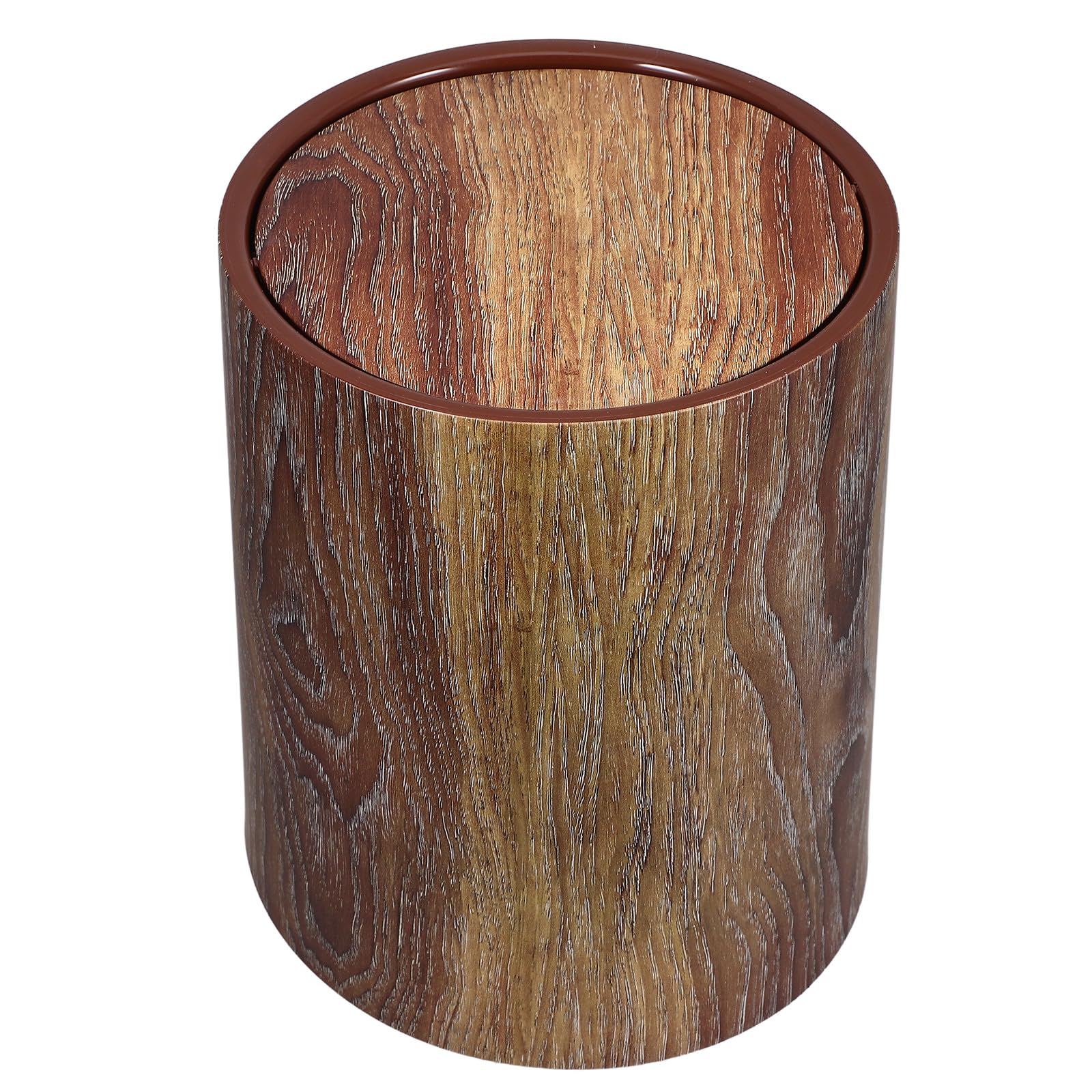 Cubo de Basura de 12l Tapa Abatible de Imitación Madera en Pp, Gran Capacidad y Resistente a Deformaciones para Oficina y Cualquier Espacio