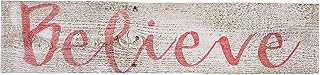 Believe - Rustic Farmhouse Decor Sign- 100% Reclaimed Wood - Weathered barn Wood Fixer Upper Style(White/Red)