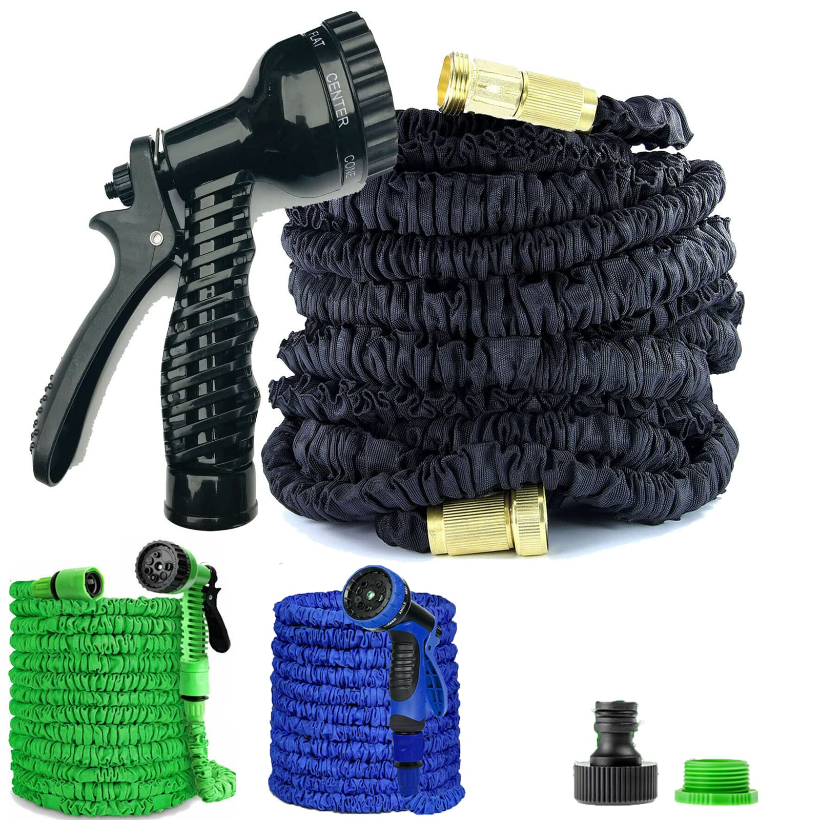 Royalswill Men's Black Garden Hose Expandable Water Pipe 3 Times Expanding 75Ft/100Ft/150Ft/200Ft Flexible Magic Hose Pipes Reel With 7 Setting Professional Water Spray Nozzle Gun (, 200Ft)
