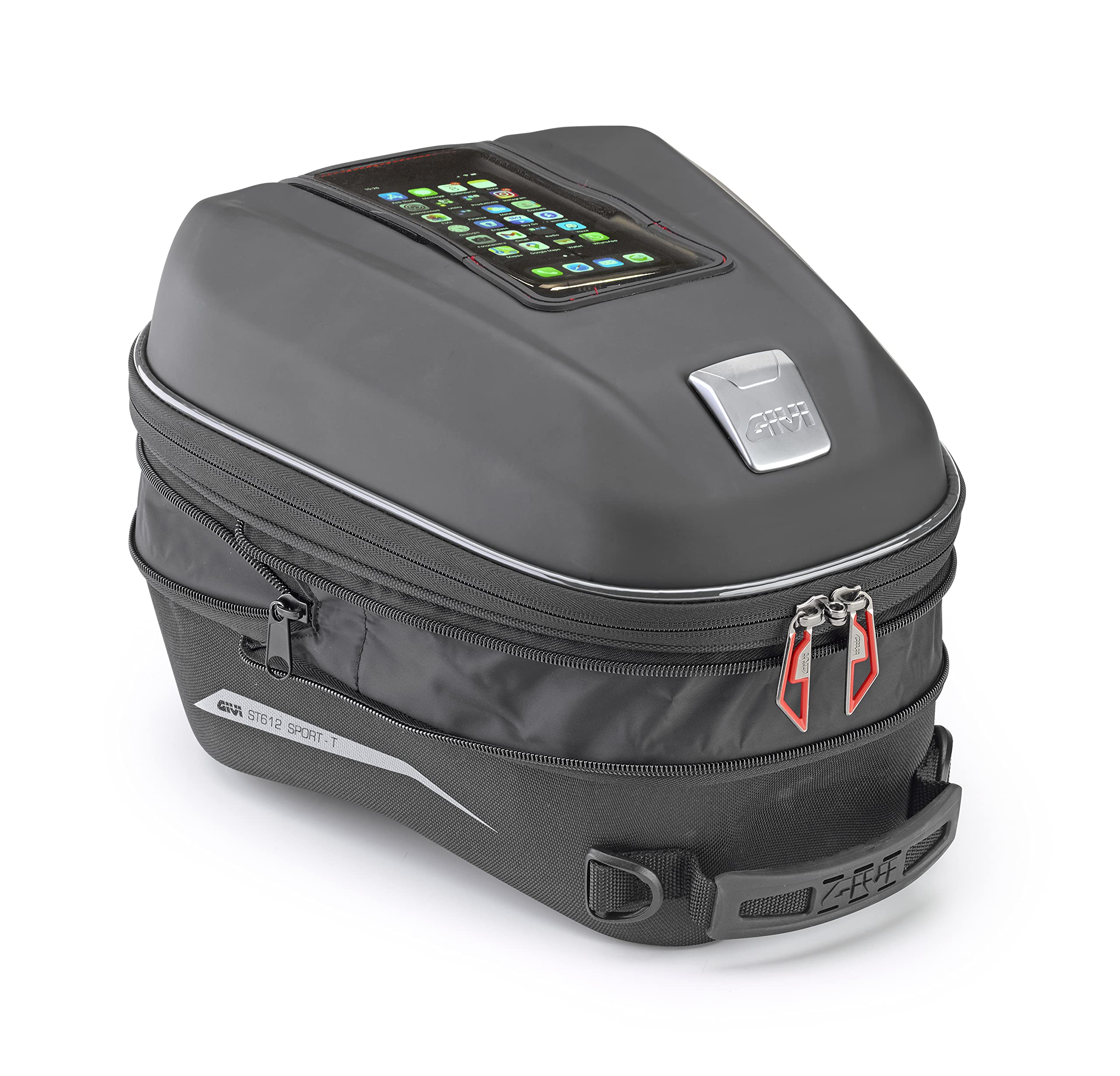 GIVI Borsello da Serbatoio ST612+ Plus Termoformato Espandibile con Porta Smartphone Da 12 a 15 Litri Nero