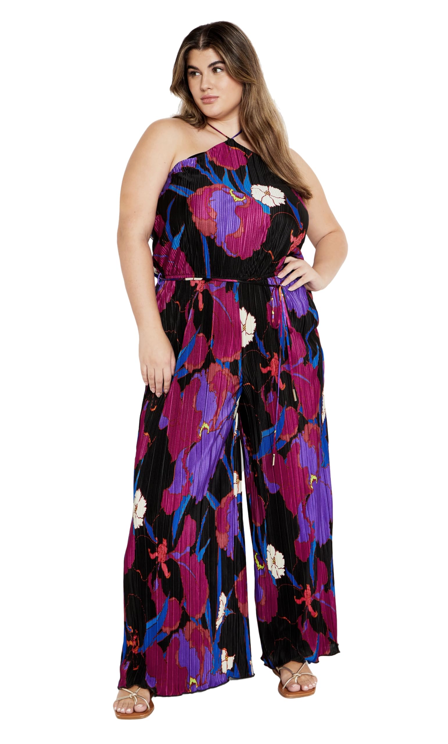 City Chic Women's Wild Flower Apparel Citychic Plus Size Jumpsuit Kira Prt In Size 18, Plus Size