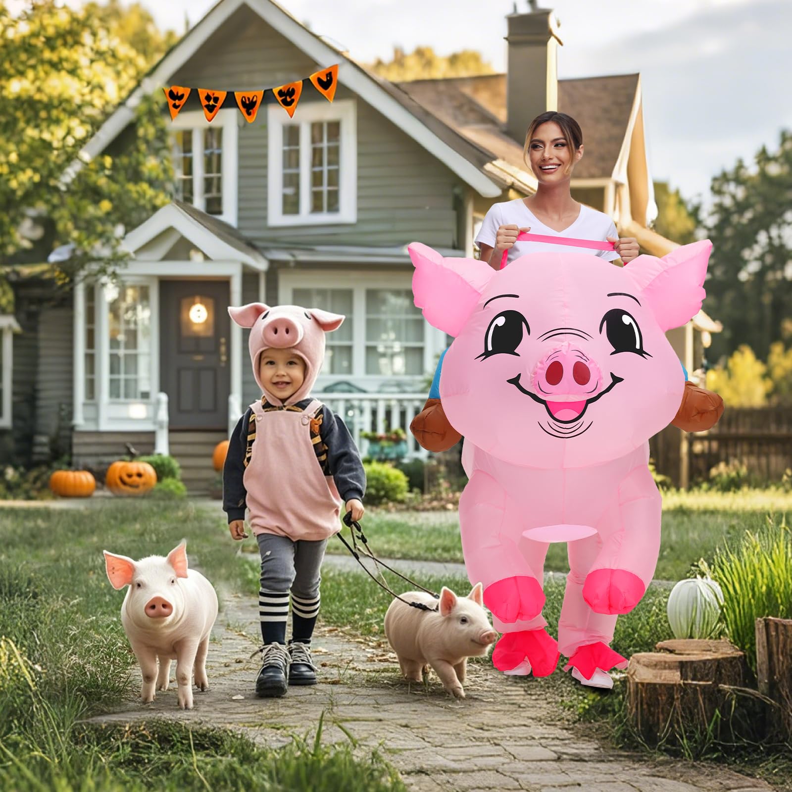 Disfraz inflable para adultos, disfraz de cerdo para Halloween, disfraz de cerdito para mujer, traje de animal para hombre, fiesta de cosplay
