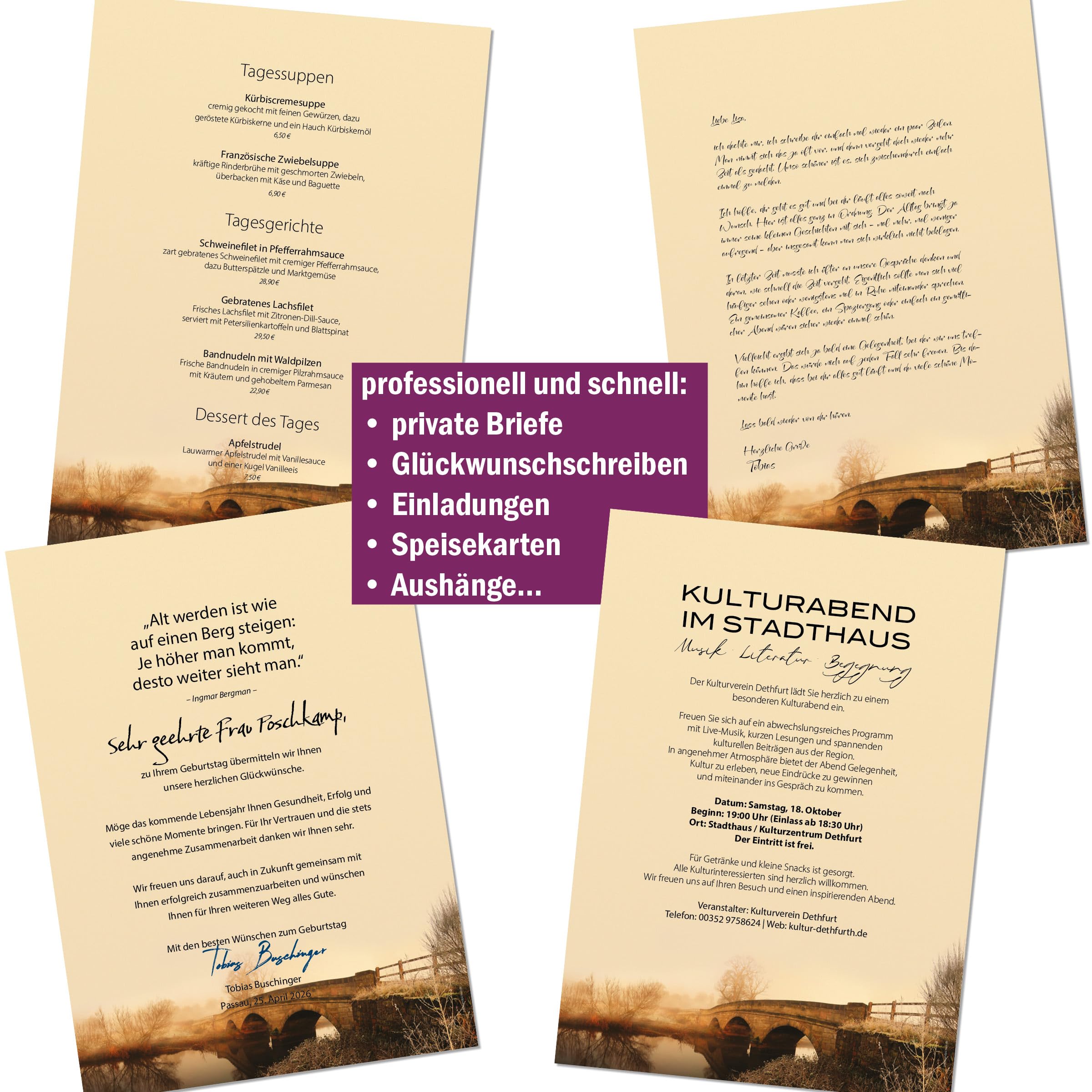 Motivpapier-Set 100 Blatt A4 + 100 Kuverts ohne Fenster