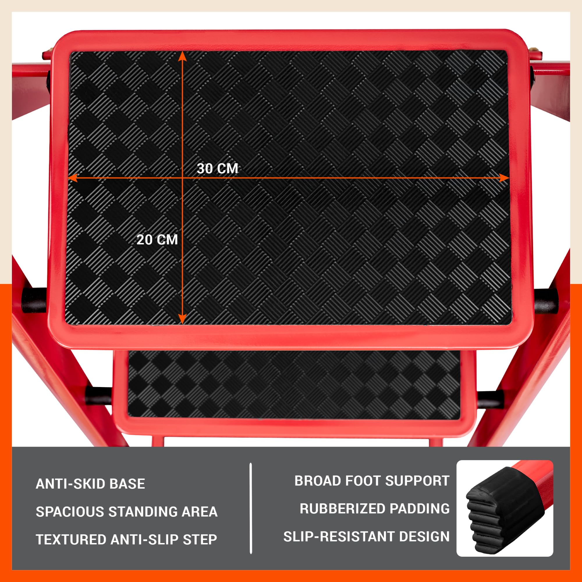Bathla Everest 5-Step Steel Ladder with Safety Hand Grip | Anti-Skid Wide Steps (30L x 20W cm) | Lightweight, Foldable Ladder for Home & Office | 150Kg Load Capacity | 2 Year Warranty (Red) — Amazon image 4