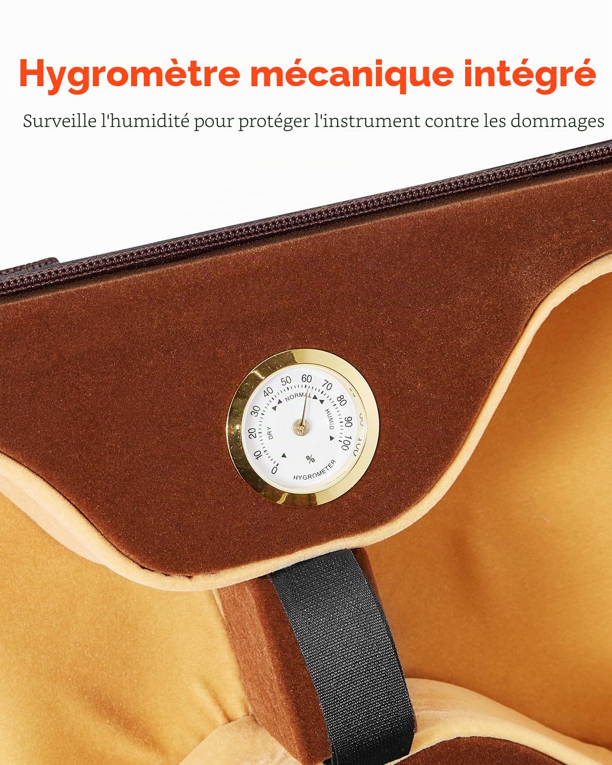 VEVOR Étui pour Violon 4/4, en Nylon, Léger et Portable, Hygromètre Intégré, avec Doublure en Peluche, Double Bandoulière, Anti-Rayures, de Forme Oblongue Professionnelle, Transport Confortable, Noir