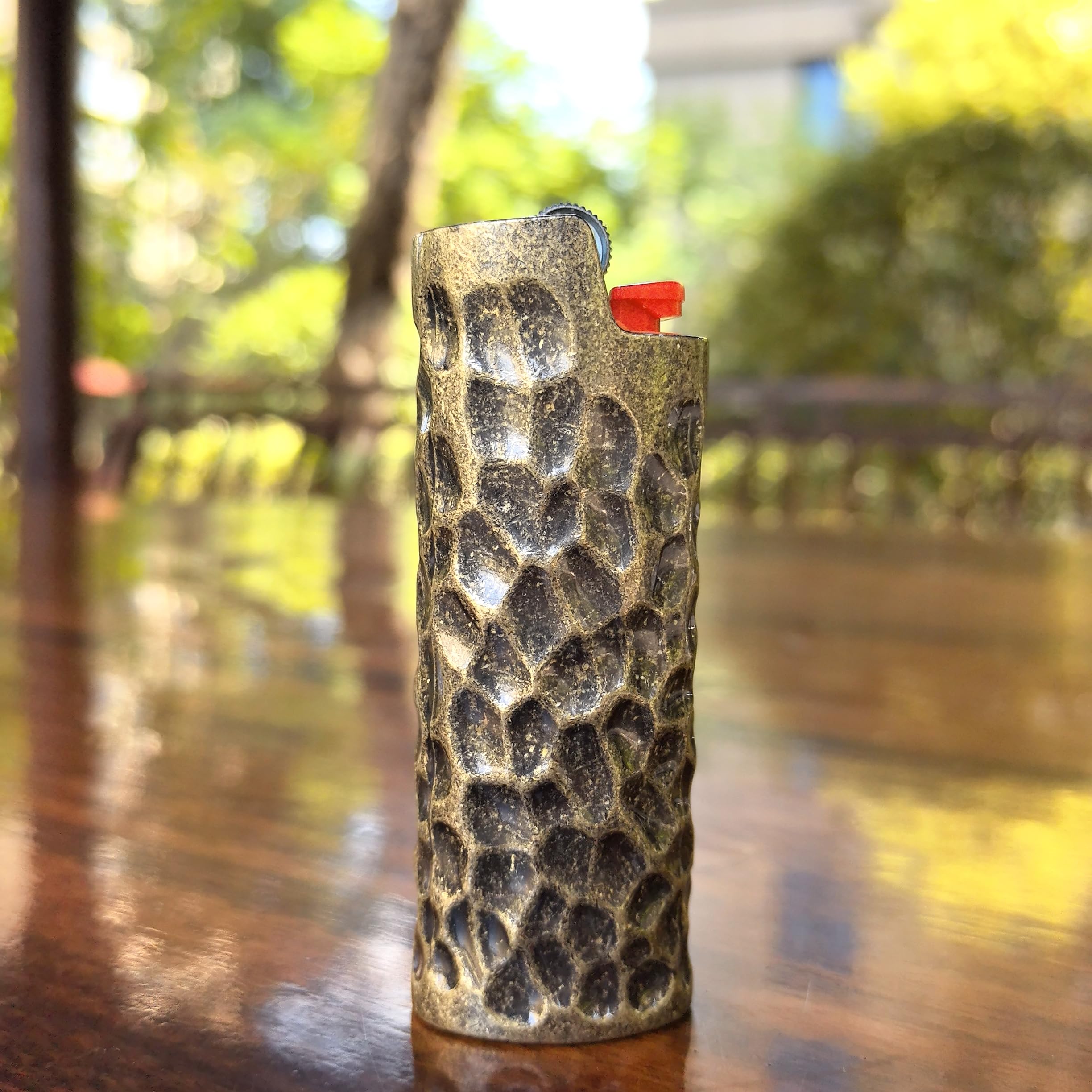 Lucklybestseller Heavy Lighter Case Cover Holder Sleeve Pouches Metal Crater Pattern Design for BIC Full Size Lighter J6