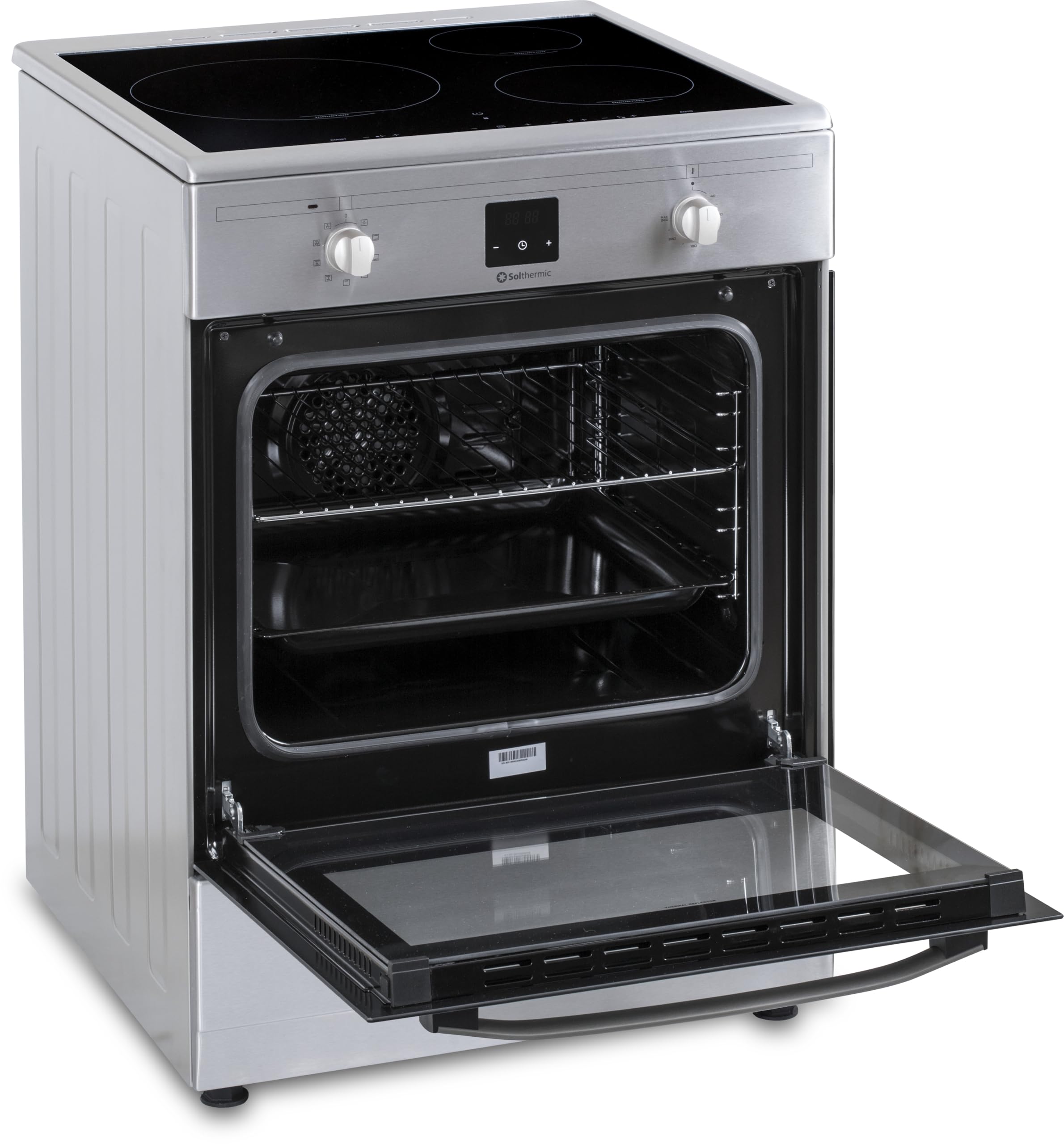 INDUCCION SOLTHERMIC COCINA VTI60 ACERO INOXIDABLE/HORNO GRAN CAPACIDAD CON TURBO 60L / FUNCIONES BOOSTER, ALTA POTENCIA, CALENTAMIENTO RÁPIDO / 3 ZONAS (1 GRAN ZONA) / BAJO CONSUMO (A)