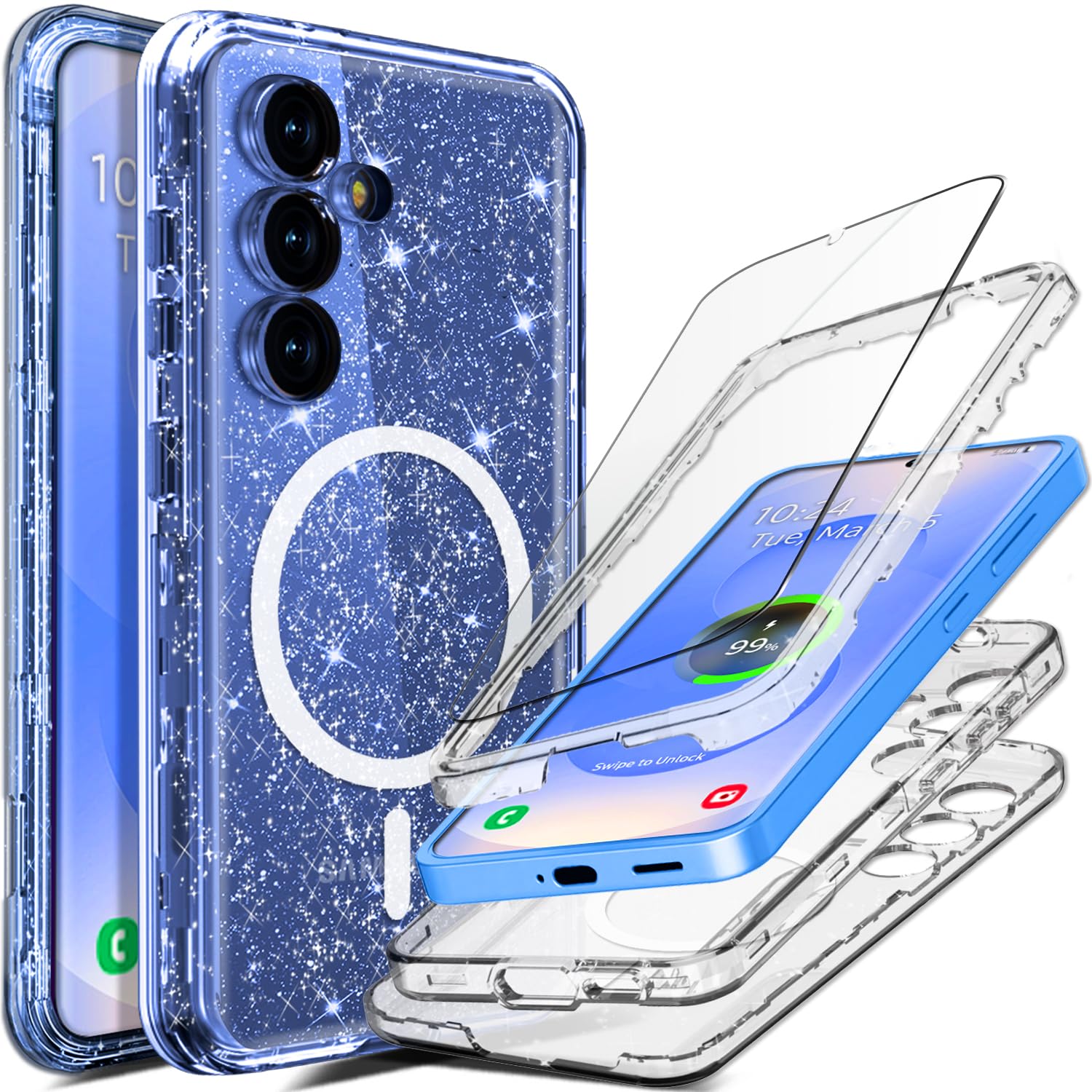 Coolwee Full Protective for Galaxy S25 Plus Heavy Duty, Compatible with MagSafe, Hybrid 3 in 1 Rugged Shockproof Women Girls for Samsung Galaxy S25