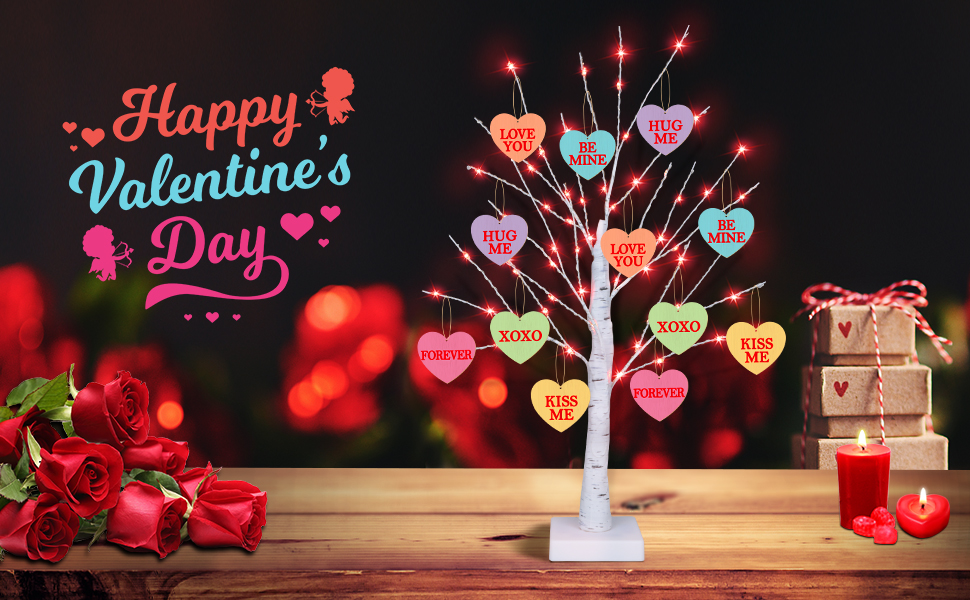 Boom voor Valentijnsdag, romantische decoratie met timer Boom voor Valentijnsdag, romantische decoratie met timer