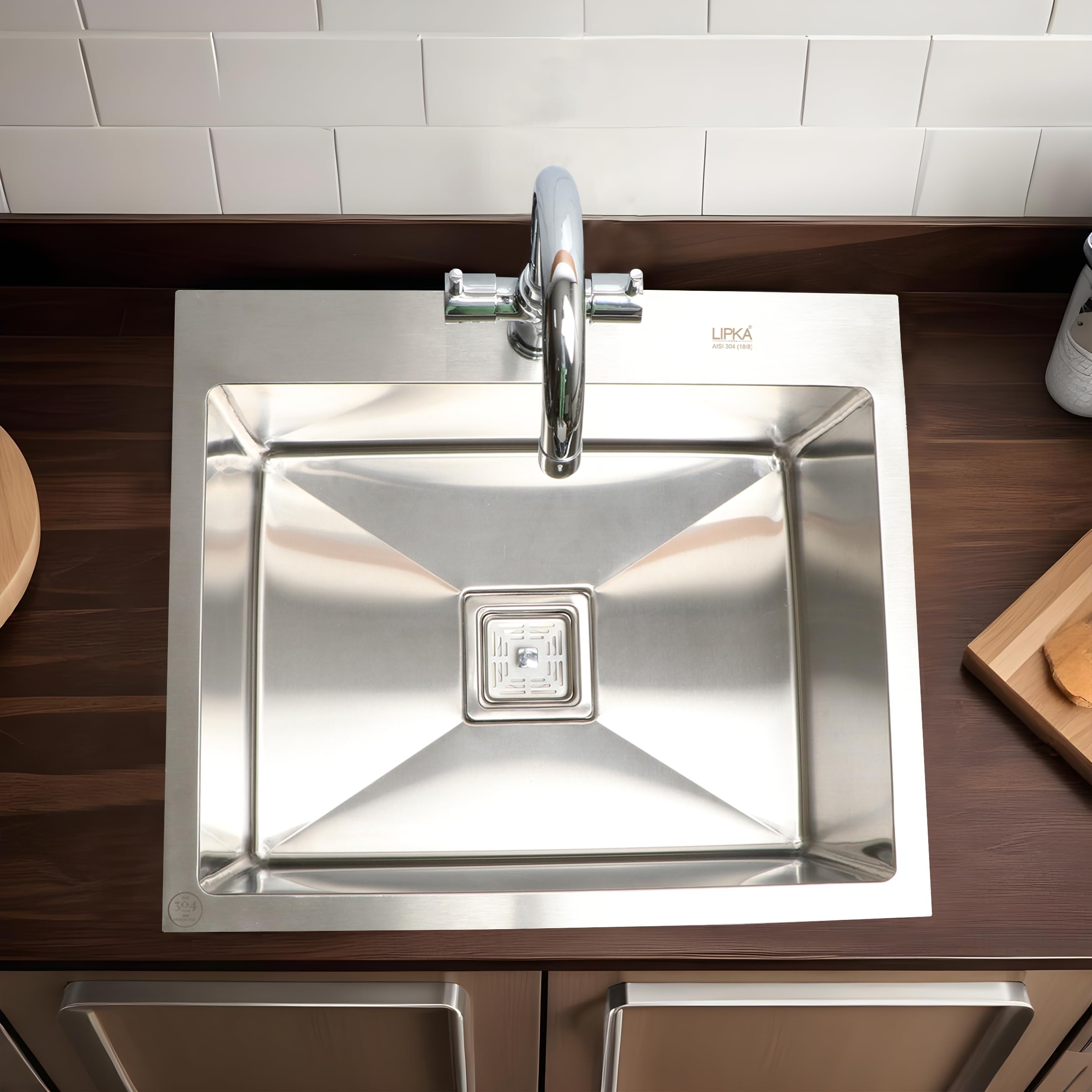 LIPKA Handmade Single Bowl 24x18x10 Inches Kitchen Sink with tap Hole | 304-Grade Stainless Steel Sink in Matte Finish | Sink with PVC Waste Pipe, SS Sink Coupling & Vegetable Basket (B0C8JJYMND) Amazon Price History, Amazon Price Tracker