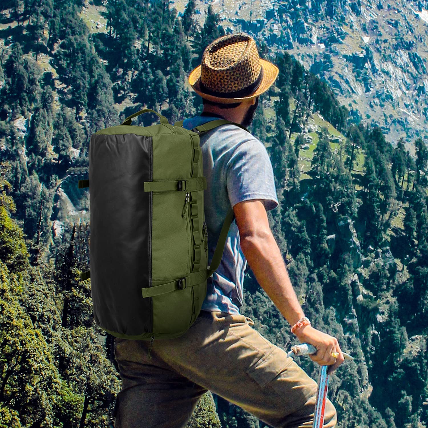 Bolsa de viaje de 60 l con compartimento para zapatos, grande, bolsa de deporte, mochila para hombre y mujer, impermeable, para fin de semana, equipaje de mano, 60L-MOLLE