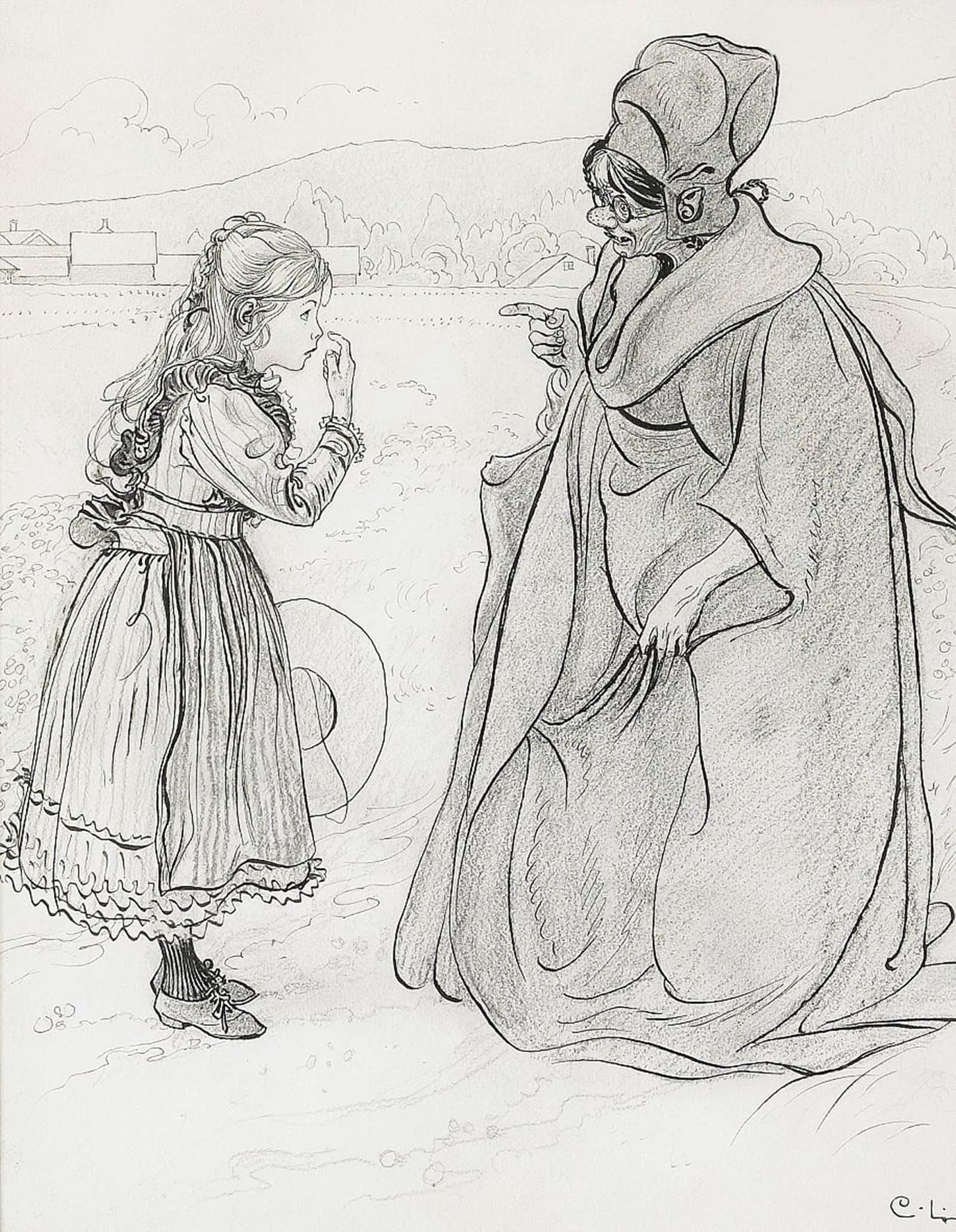ARTXLXXBN Famous Painting Art Wall Decor Abstract Art Picture The tale of lillis nose by Carl Larsson Animal Pictures for Home Decor 60x90cm