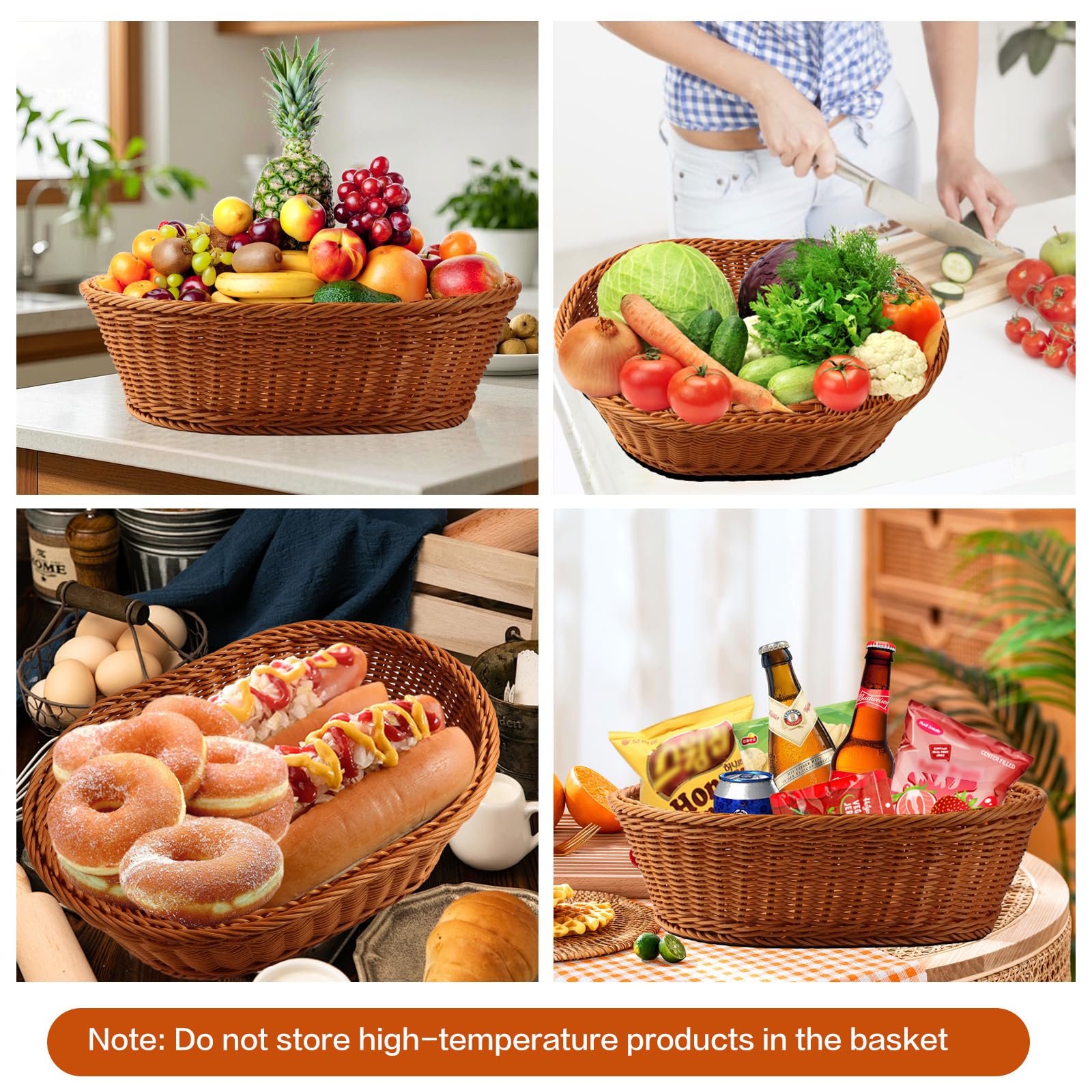 Boensi 2 x Cestini in vimini, 38 x 28 x 12 cm–Cesto per pane/Cesto regalo/Cesto frutta – Ideale per conservazione in cucina, regali di Natale, centrotavola, servire pane, frutta & verdura