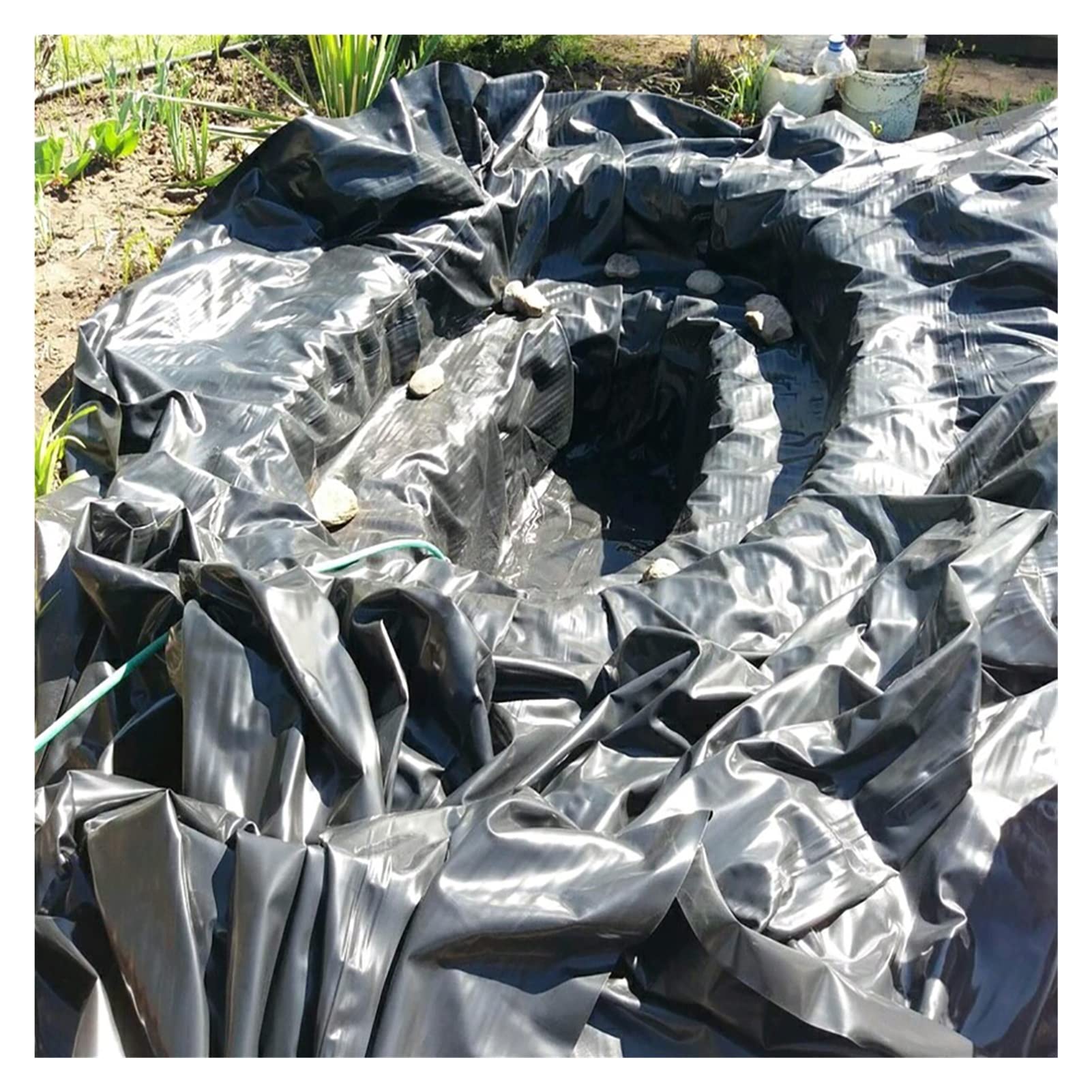 Revestimiento de goma negra resistente de 0,35 mm de grosor, duradero, plegable e impermeable, tamaño grande, 1 x 5 m, ideal para estanques