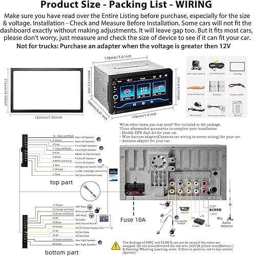 Miniatura 7 de Estéreo de auto de doble DIN con reproductor de CDDVD, CarPlay y Android Auto, audio para automóvil con Bluetooth 5.2, pantalla táctil HD de 7