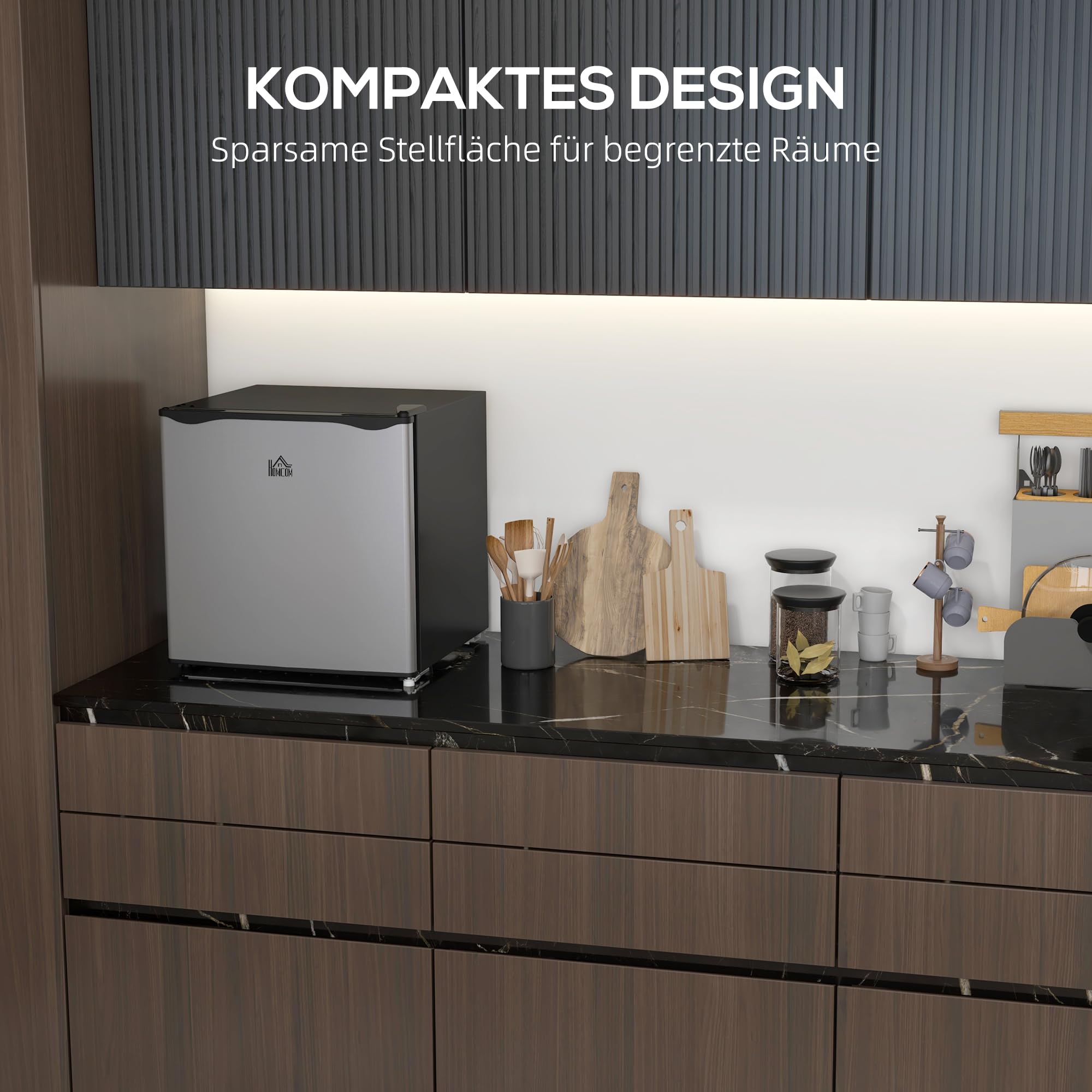 HOMCOM Mini-Gefrierschrank 35 L Gefrierbox elektrisch freistehend 45 W Mini Gefriertruhe Minikühlschrank 41dB -14 bis -24℃ 5-stufige Temperaturregelung 47 x 44,2 x 48,8 cm Silber