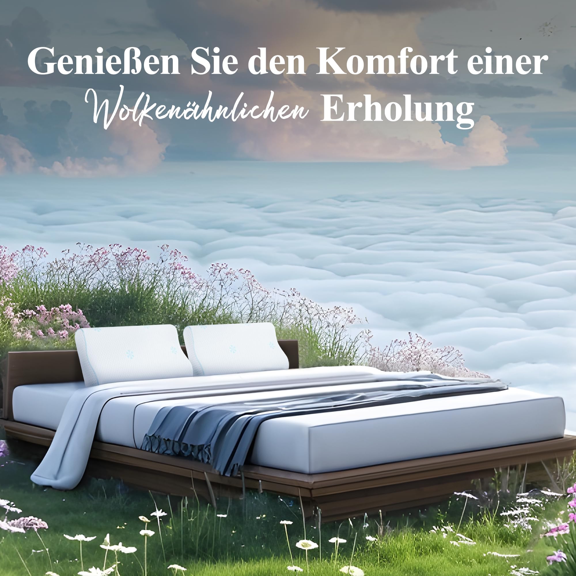Memory Foam Nackenkissen Kopfkissen 60x35x12-10 cm Ergonomisches Seitenschläferkissen Orthopädisches Kissen