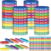 Foilswirl 50 Pcs LDS Mormon Silicone Bracelet LDS Youth Theme Walk with Me Bracelet Bishop Christian Faith Baptism Gifts for Men Women TeensNovelty Color