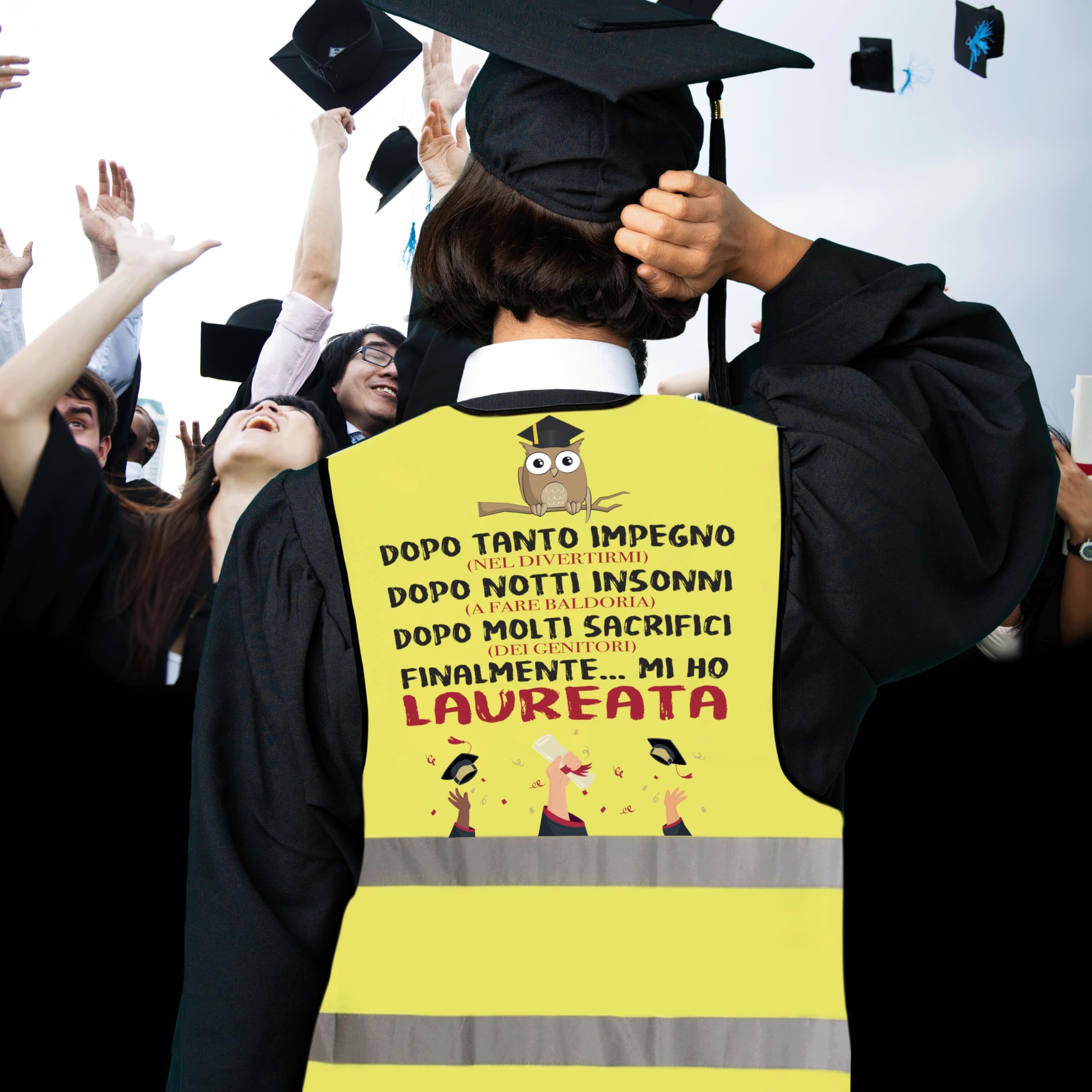 Gilet Laureata Divertente – Idea Regalo Laurea Donna Originale – Regali Travestimento Gadget Scherzi per la Laurea Ragazza Originali