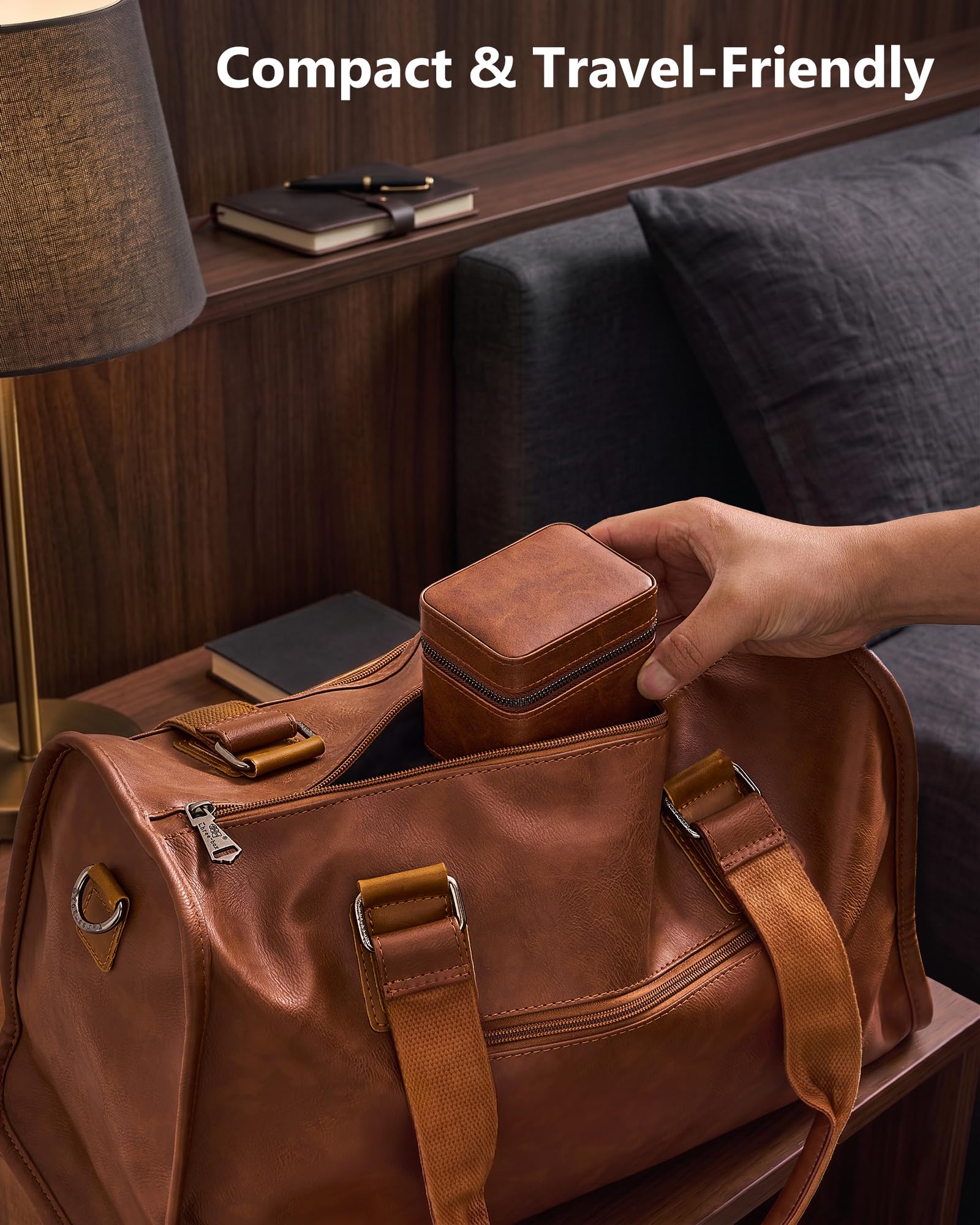 ProCase Estuche de Viaje para 1 Relojes, Caja para Relojes con Funda de PU Cuero y Acolchado Suave, Estuche Compacto para Relojes de Lujo y Smartwatches de Hasta 55 mm –Marrón
