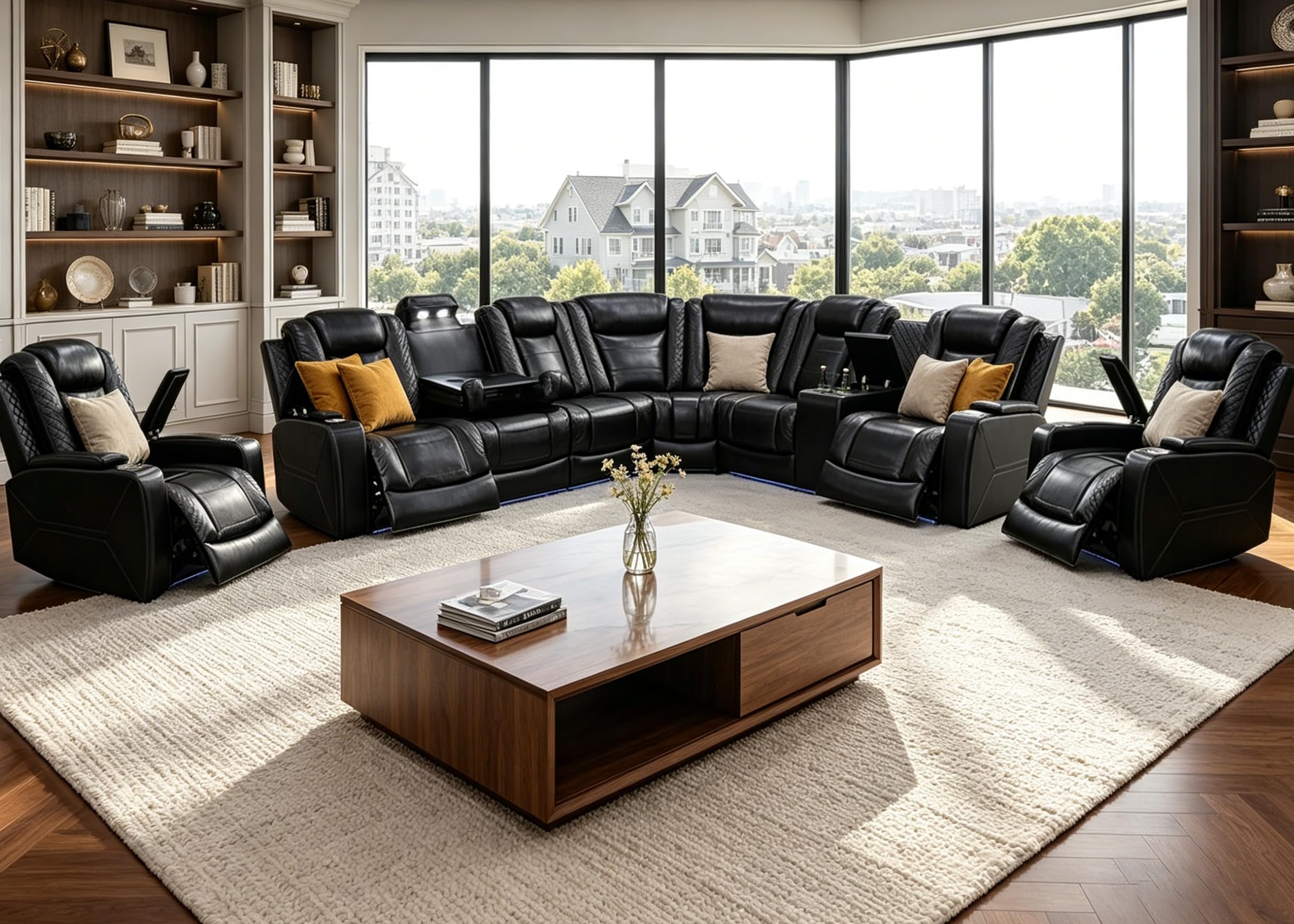 Black1 / Sectional+2Chair
