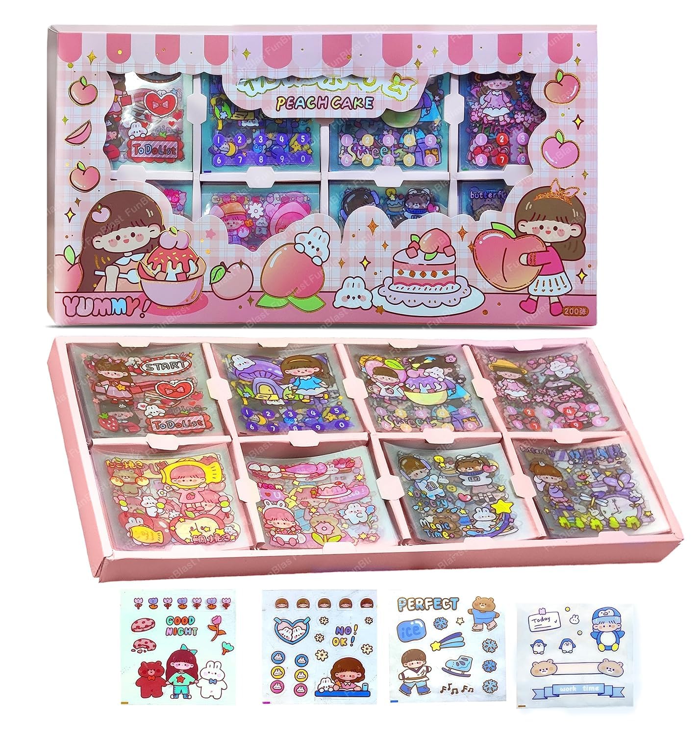 Tacorry Peach Cake Theme Cute Kids Sticker Set – 200+ Assorted