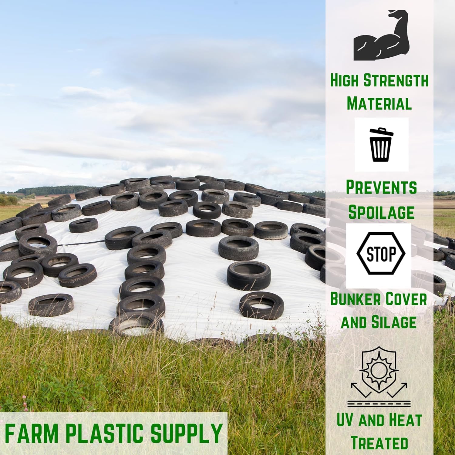 Farm Plastic Supply - Silage Tarp Black/White Plastic Sheeting - 8 Mil - Heavy Duty Polyethylene Plastic Tarp for Silage Cover, Bunker Cover for Farming, Agriculture, Ground Covering (24' x 100')