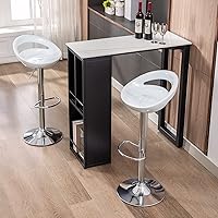 Vista 14 de DUHOME Juego de 2 taburetes de bar ABS ajustables giratorios, 2 piezas para isla de cocina, bar y pub (negro)