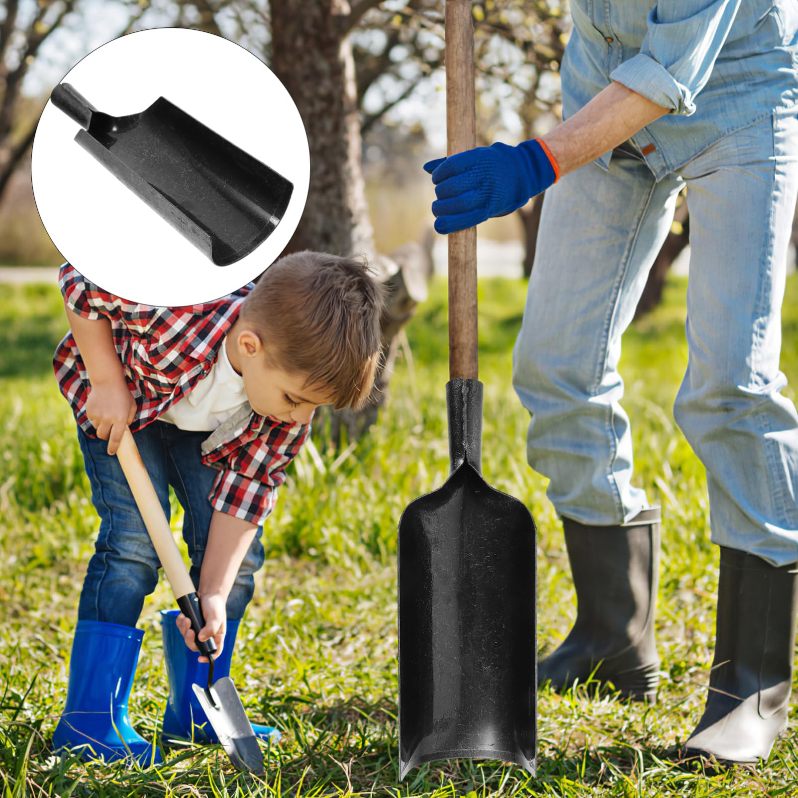 Pala Trasladar de Acero Excavar Jardín de Negro Manganeso al Suelo