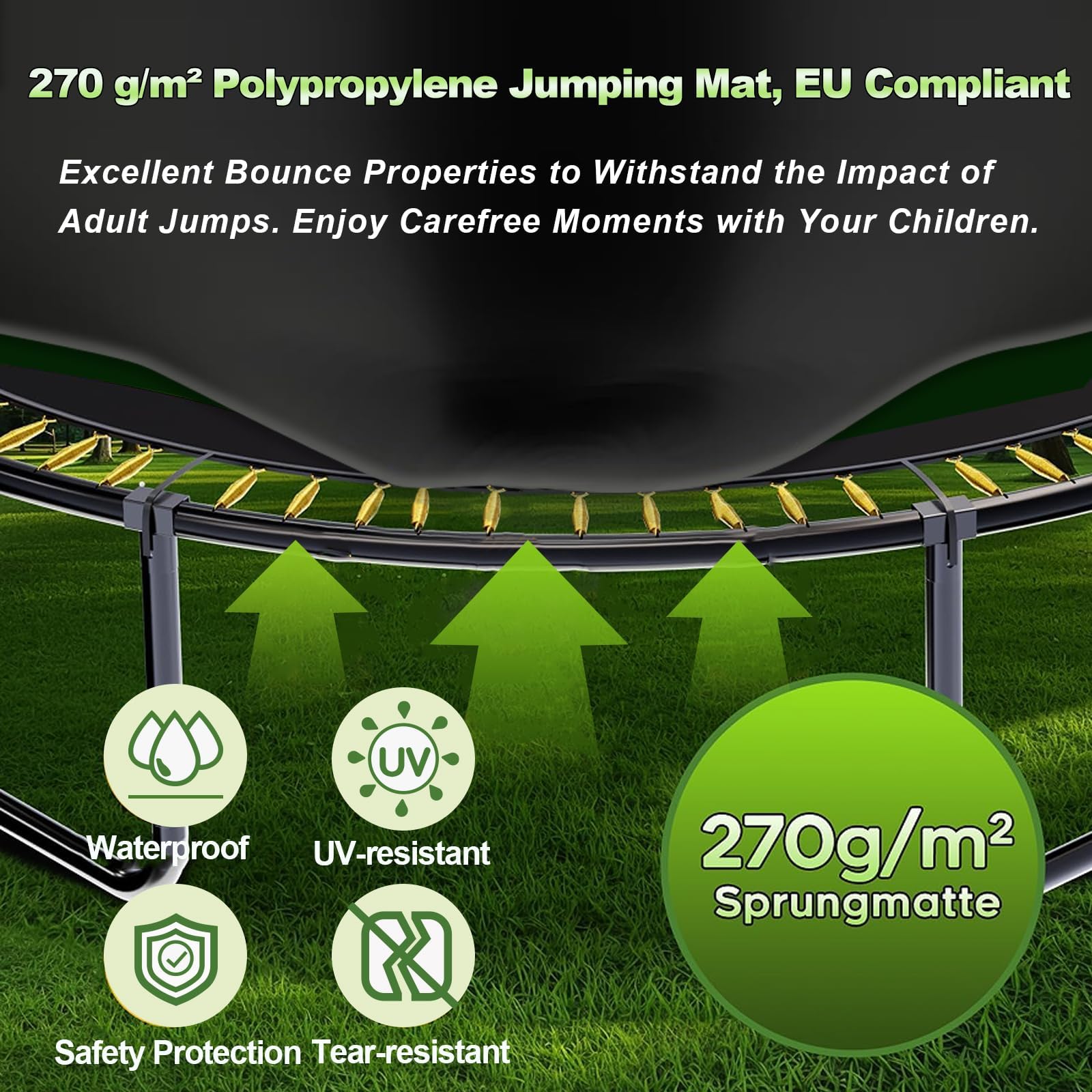 Trampolin Outdoor,Gartentrampolin mit Sicherheitsnetz,Rundes Kindertrampolin mit Leiter und Schuhbeutel,Kürbis-Design Riesentrampolin,Outdoor Trampolin für Kinder & Erwachsene