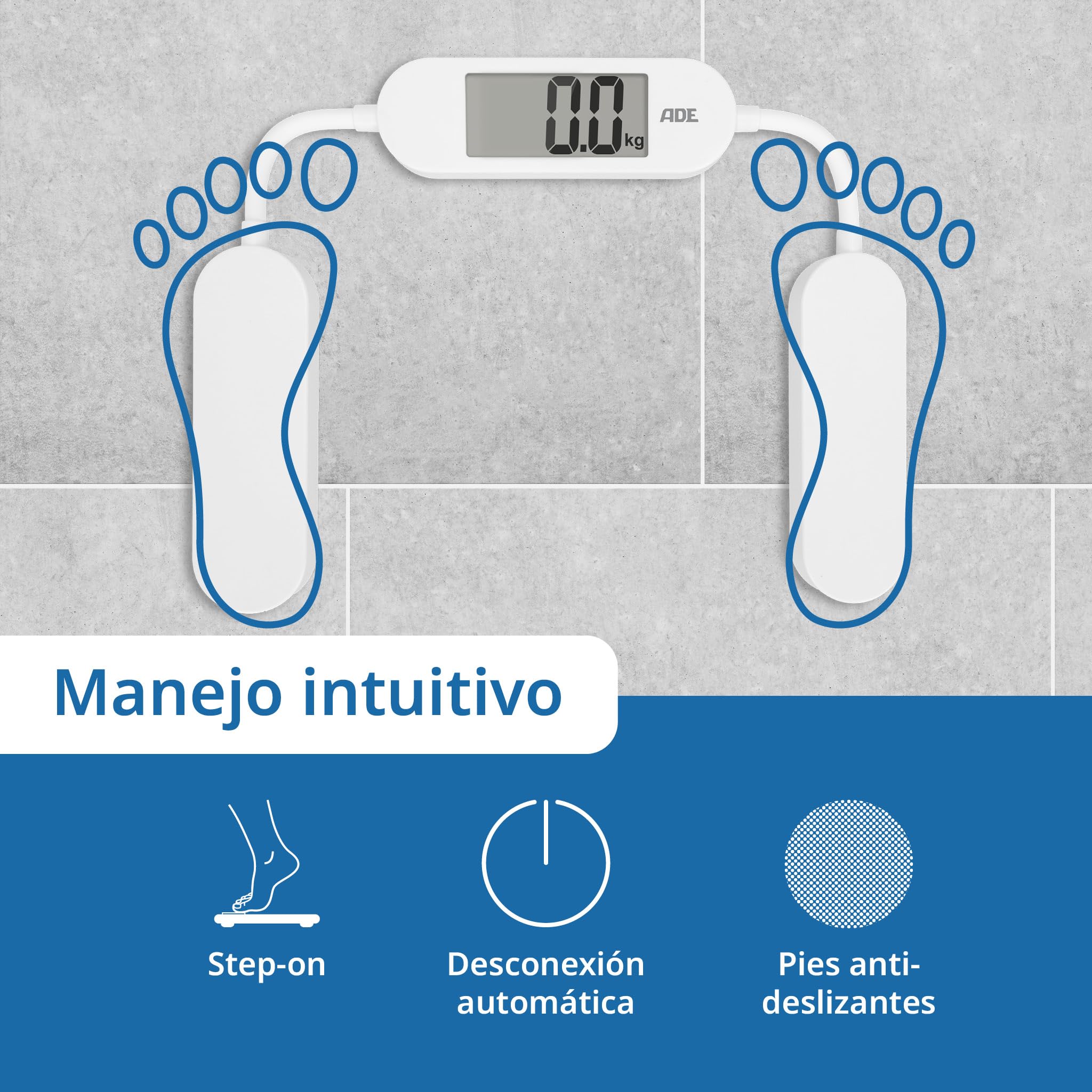 ADE Báscula de viaje plegable | Báscula digital con capacidad de carga de 180 kg en incrementos de 100 g | Báscula de cuerpo precisa con pantalla LCD