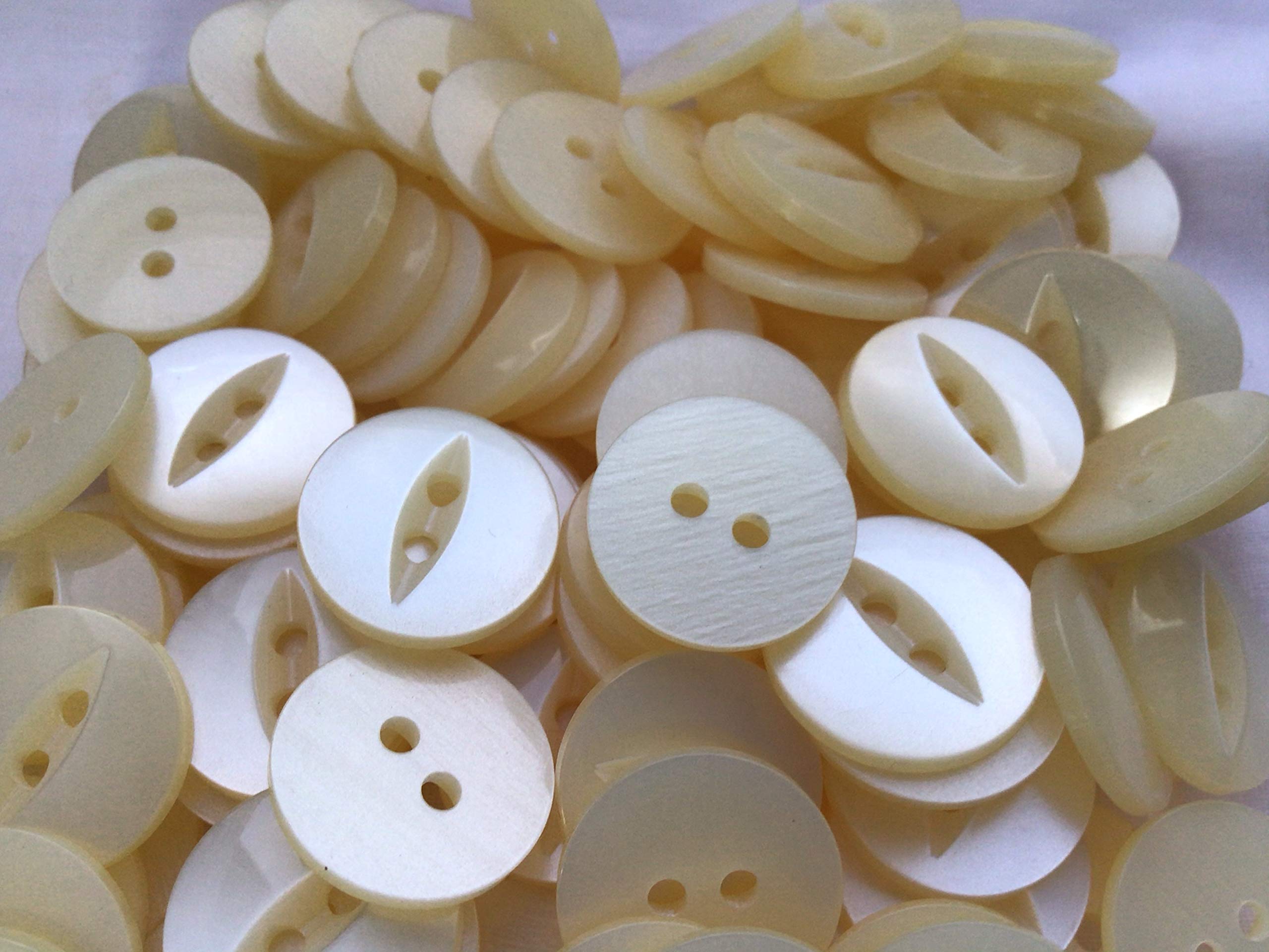 Buttons Cream 8 Round Fish Eye Size 26 (16 Mm) X 50