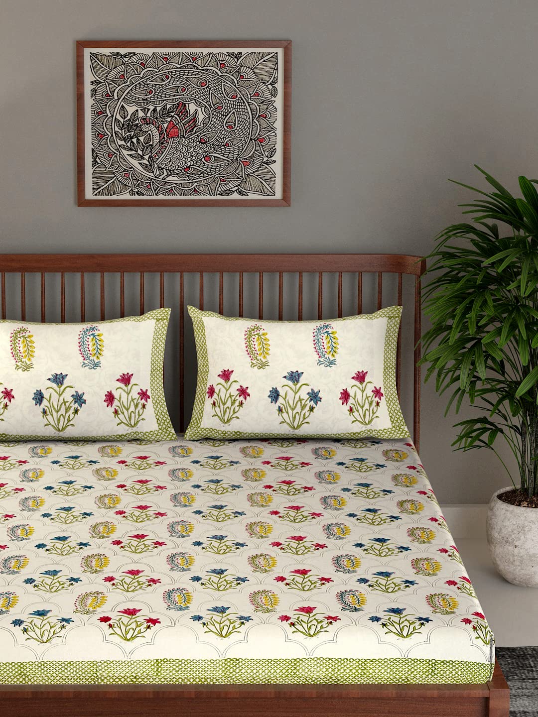 EK by Ekta Kapoor Bedsheet with Pillow Covers Gulistaan, Multi Color