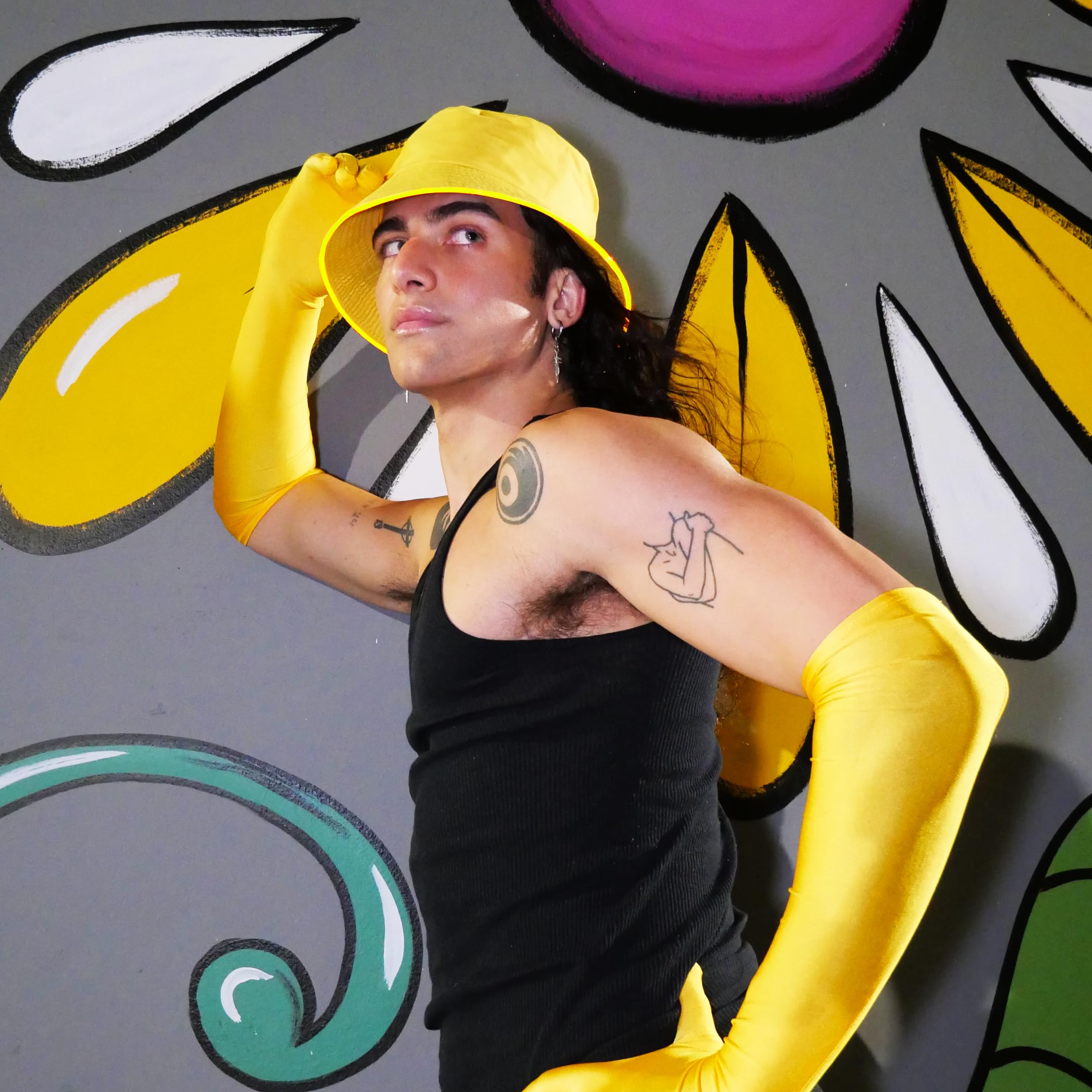 Original Light Up Bucket Hat - Futuristic Neon Rave Accessory & Festival Outfit - LED Bucket Hat for Men and Women (Yellow, GEN 2)
