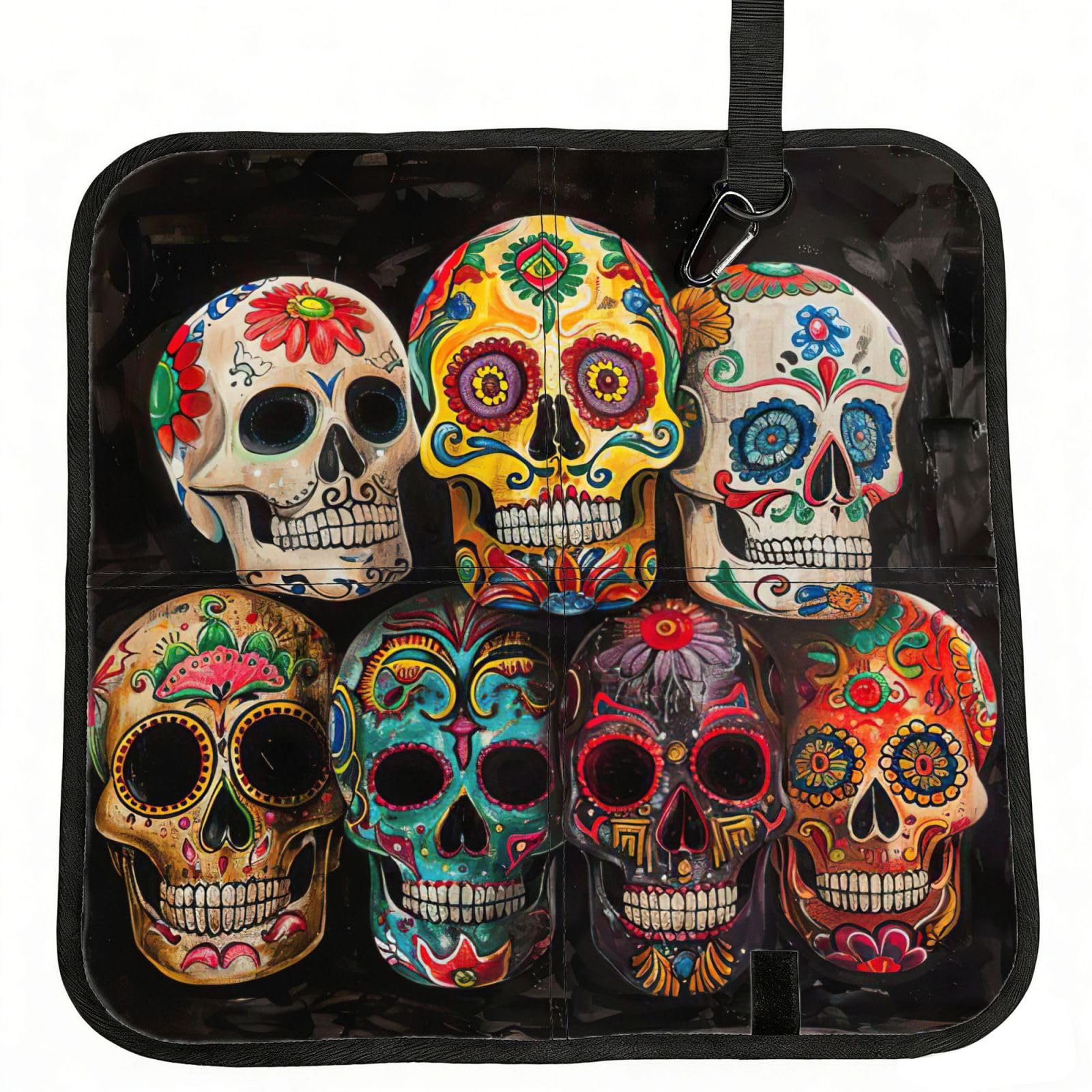 DIEzig sugar skulls Printed Compact Foldable Sitting Pad Oxford Base, Portable Cushion for Fishing Sports Events
