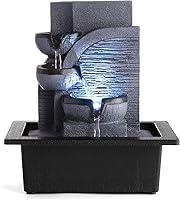 WICHEMI Indoor Tabletop Waterfall Fountain with LED Lights - Relaxing Zen Meditation Feature for Home Office Decor (Style 6)