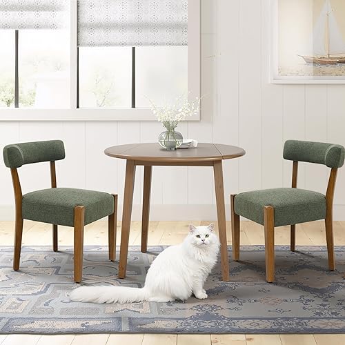 Miniatura 26 de Juego de 8 sillas de comedor modernas, sillas tapizadas de nogal para cocina y comedor, sillas de comedor de madera modernas de mediados de siglo,