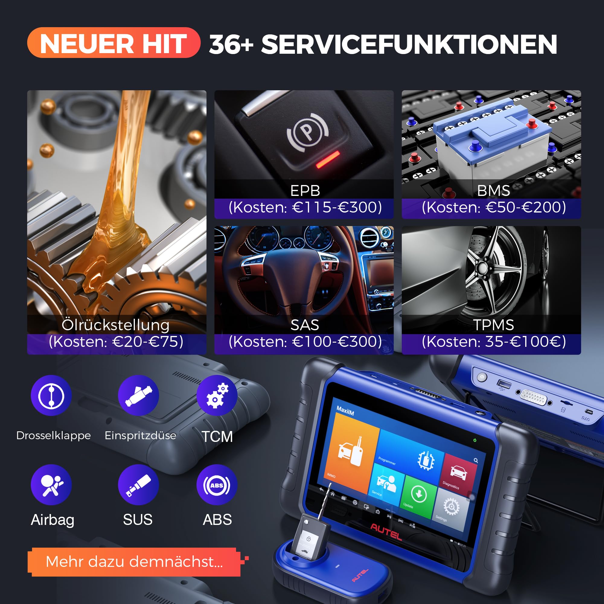 Autel MaxiIM IM508S Scanner [2 Jahres Update] Schlüssel Programmierwerkzeug mit XP200 Programmierer, Bidirektional Kontroll Auto Diagnosegerät, IMMO-Funktionen, 40+ Dienste, Alle Systemdiagnose