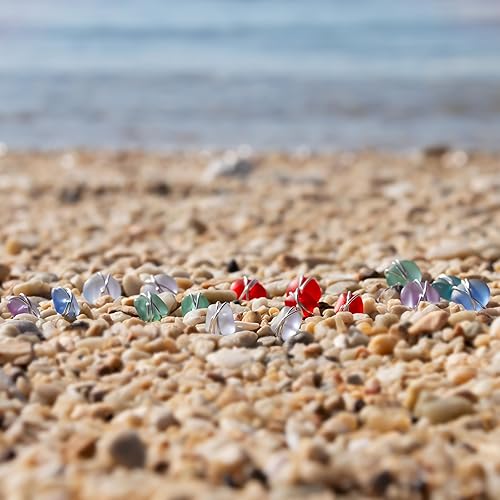 Miniatura 18 de Sea Glass Earrings S990 Sterling Silver Hypoallergenic Handmade Stud Post Earrings Beach Glass Fashion Statement Handcraft Jewelry for Women Girls