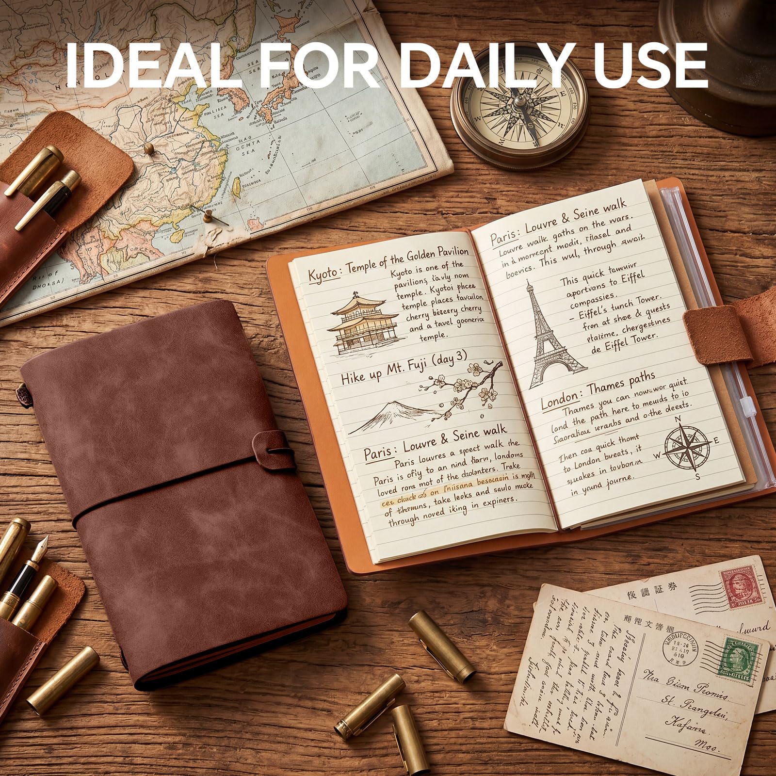 Sabary 16 cuadernos de viaje rellenables de cuero para viajeros, tamaño pasaporte, a granel, vintage, cuadernos de viaje forrados de piel sintética con páginas, tarjetero, para hombres y mujeres, para